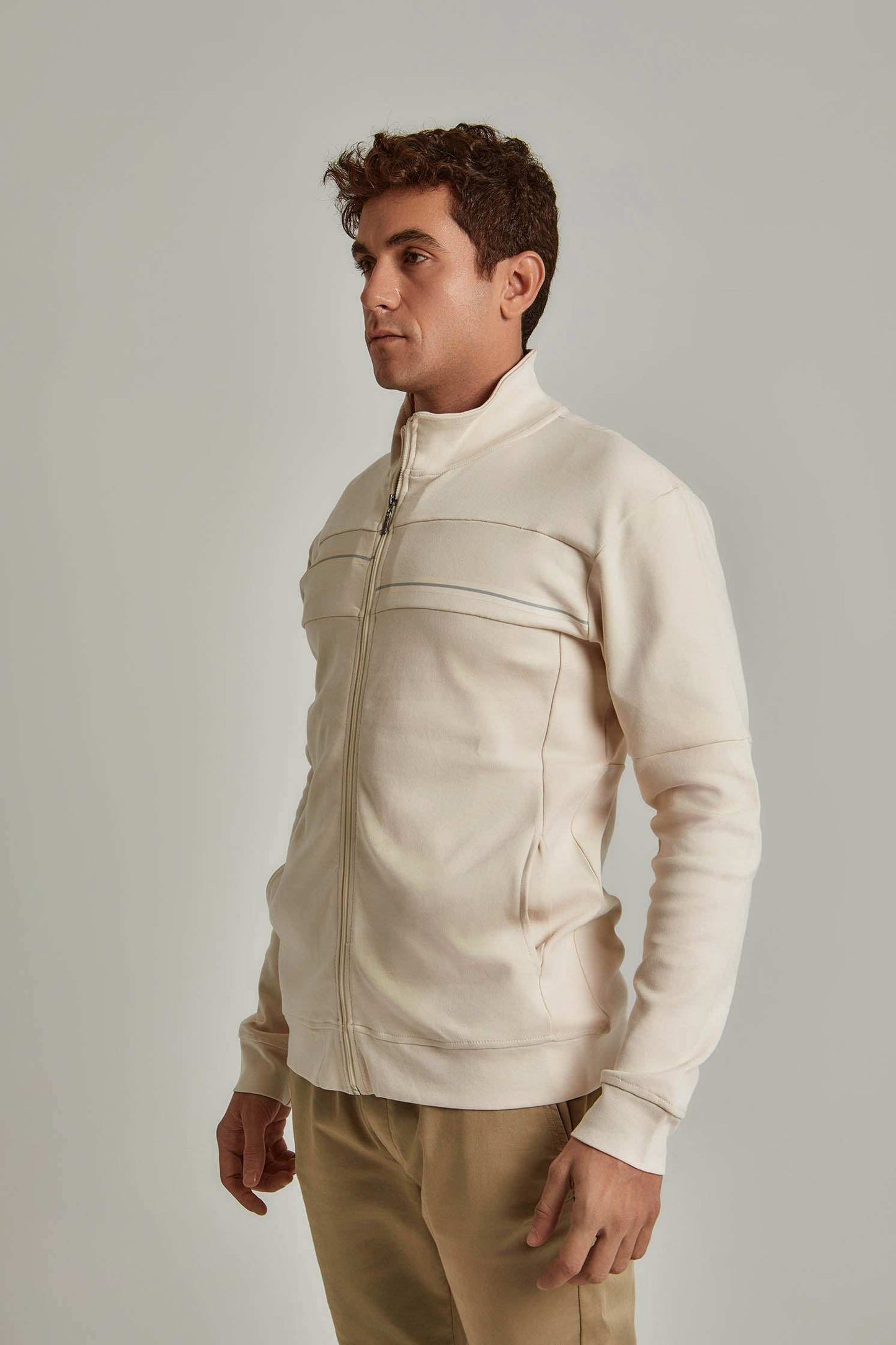 Men Regular Fit Sweat Jacket - Brown