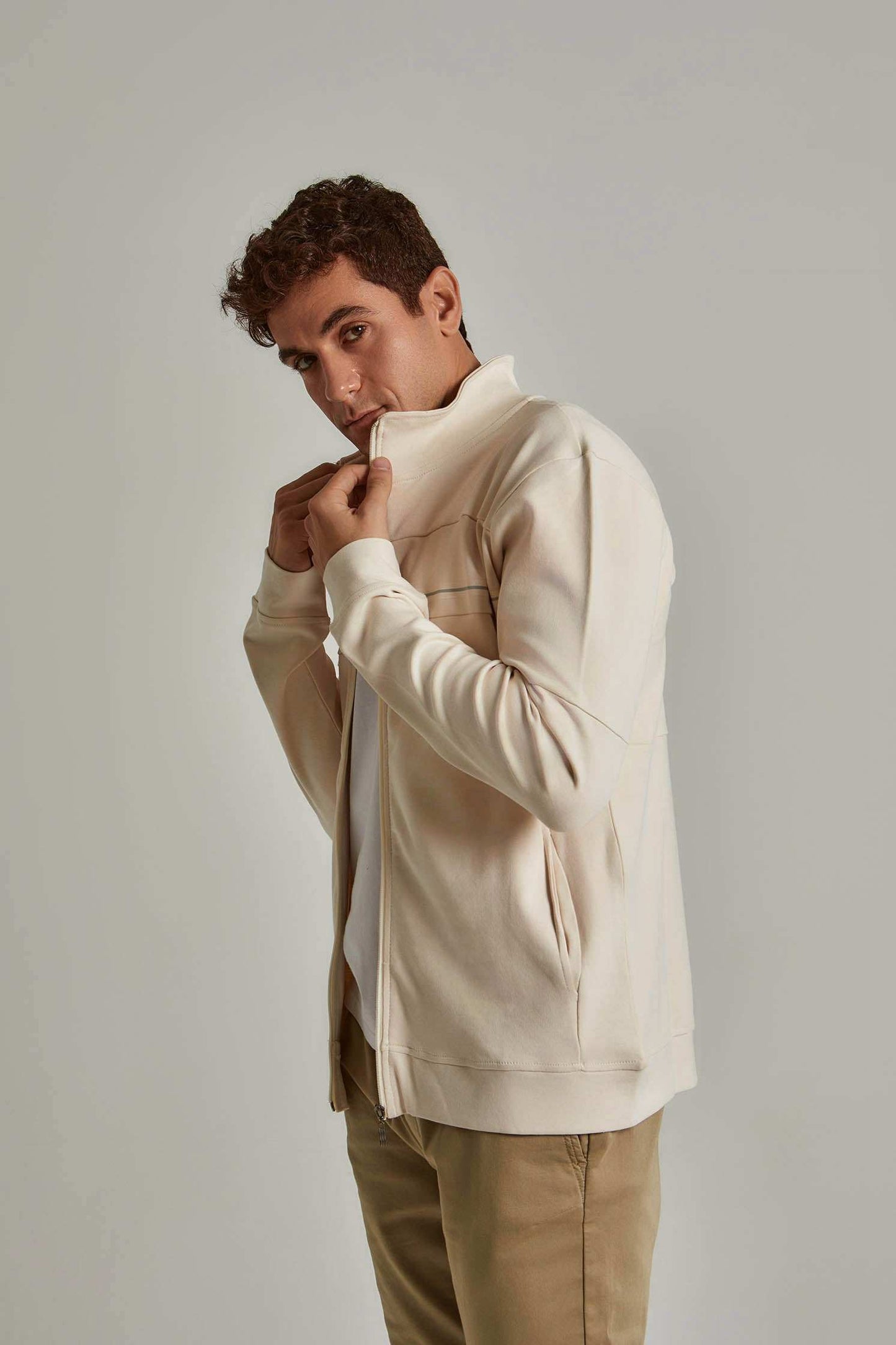 Men Regular Fit Sweat Jacket - Brown