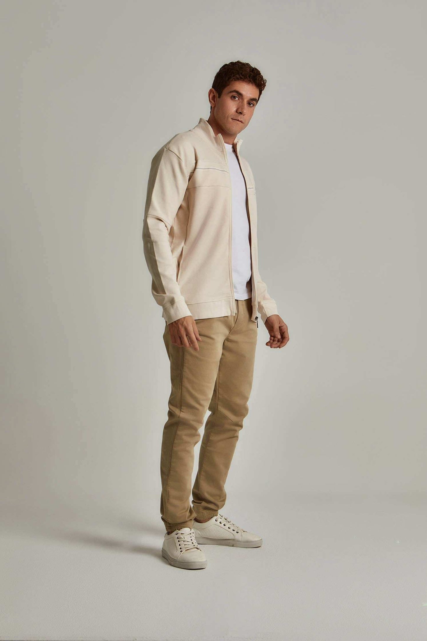 Men Regular Fit Sweat Jacket - Brown
