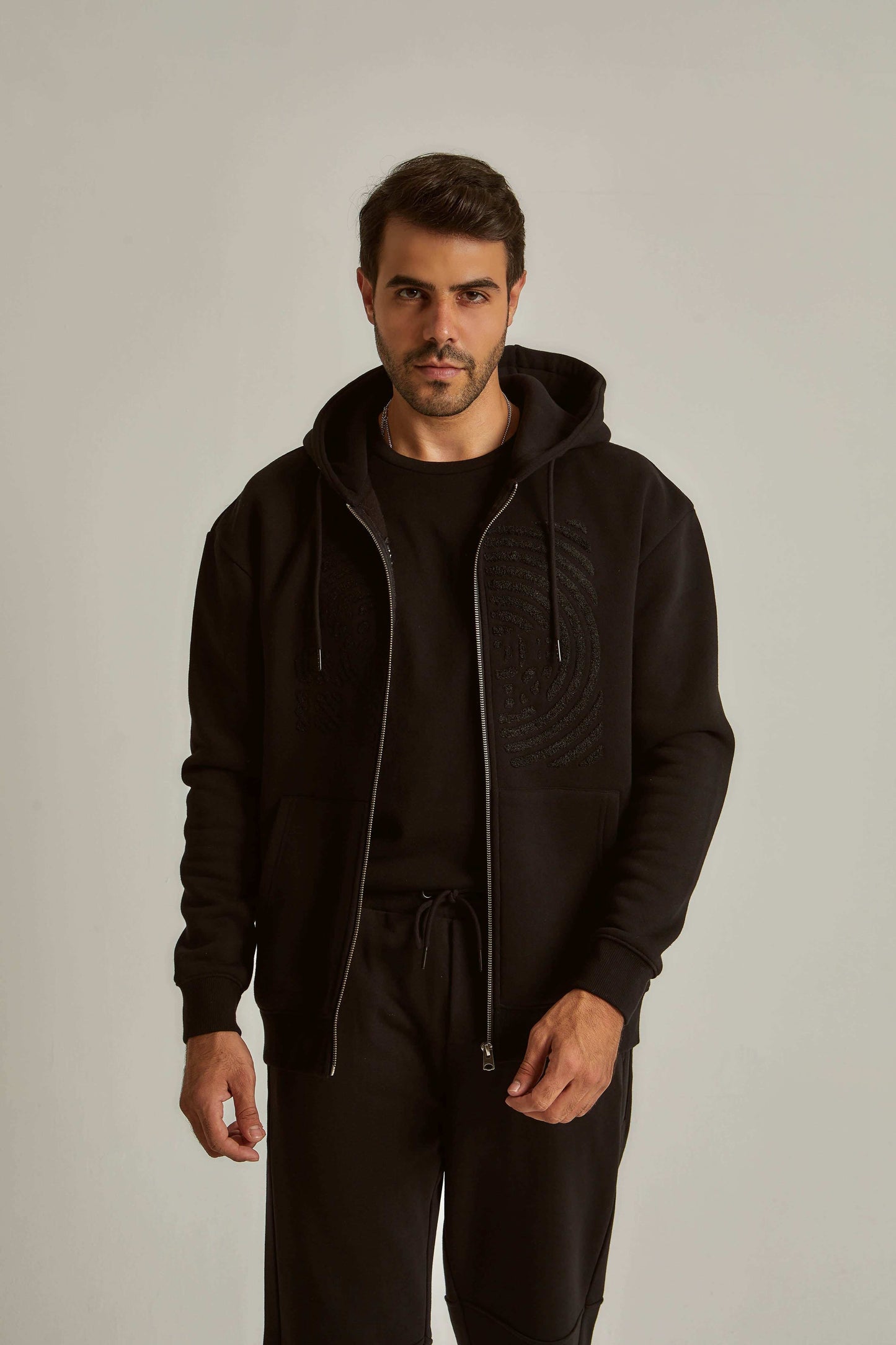 Men Regular Fit Sweat Jacket - Black