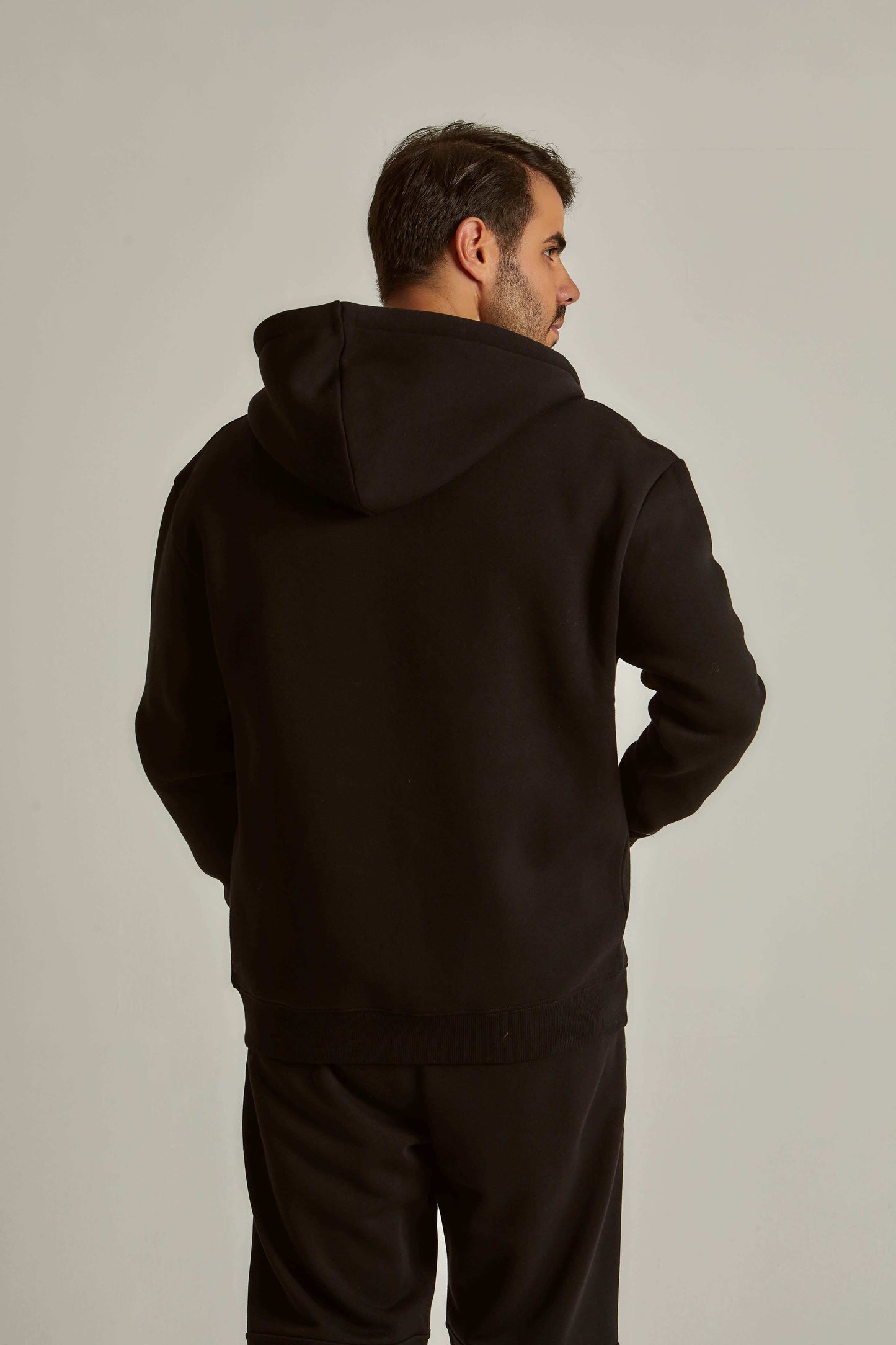 Men Regular Fit Sweat Jacket - Black