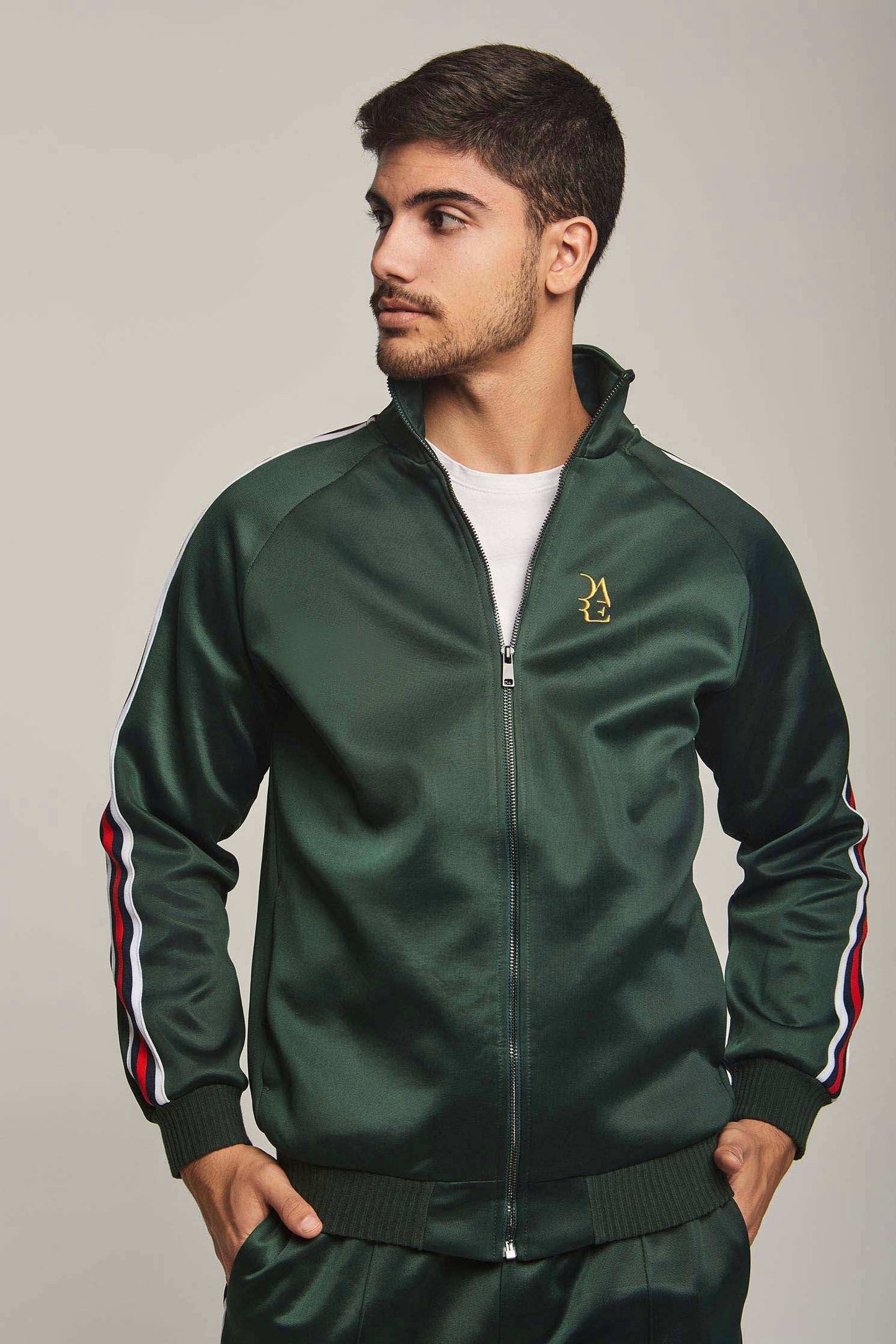 Men Regular Fit Sweat Jacket - Green