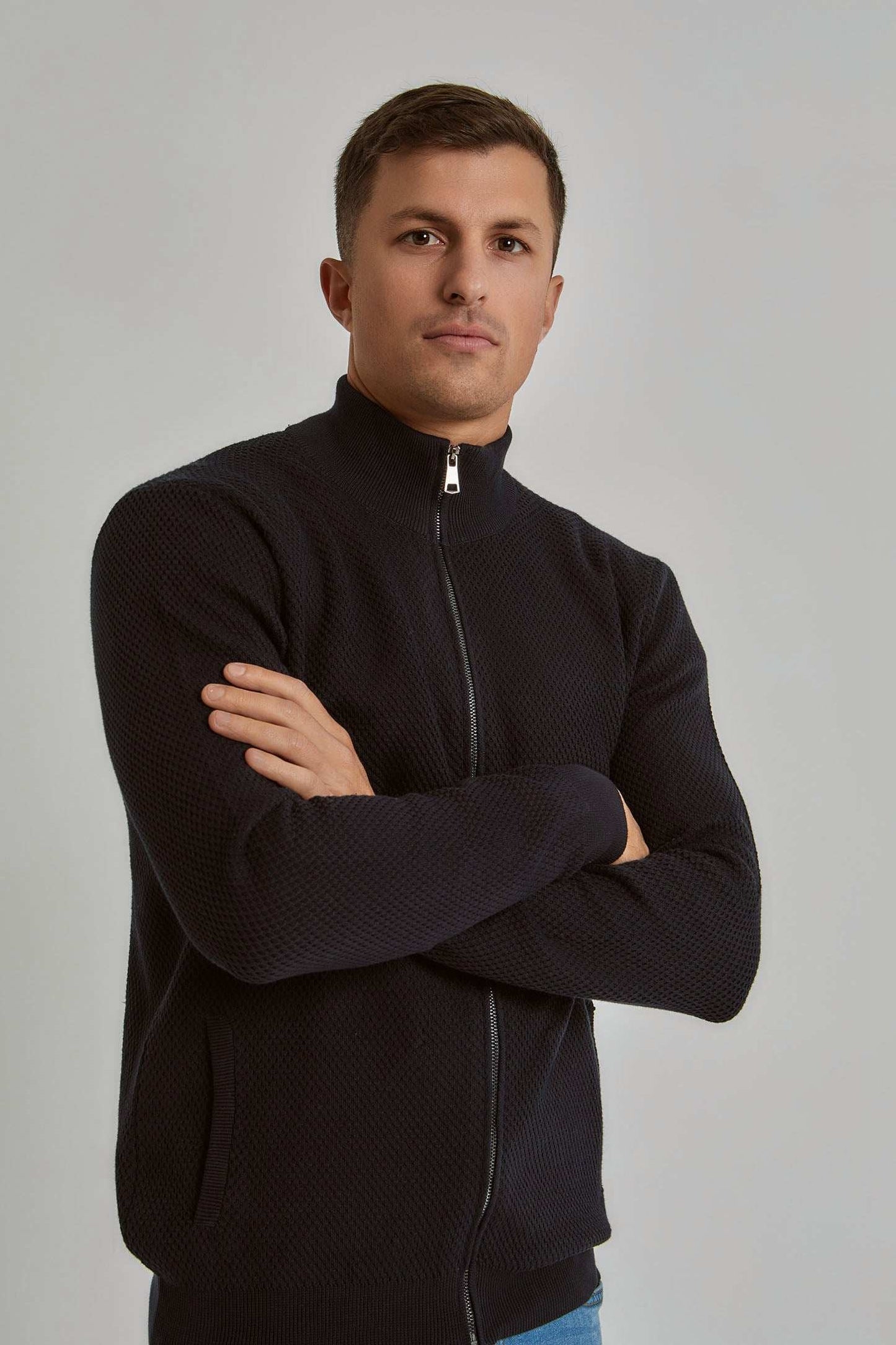 Men Regular Fit Cardigan - Navy