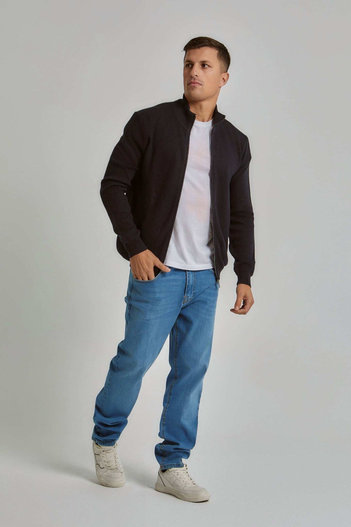 Men Regular Fit Cardigan - Navy