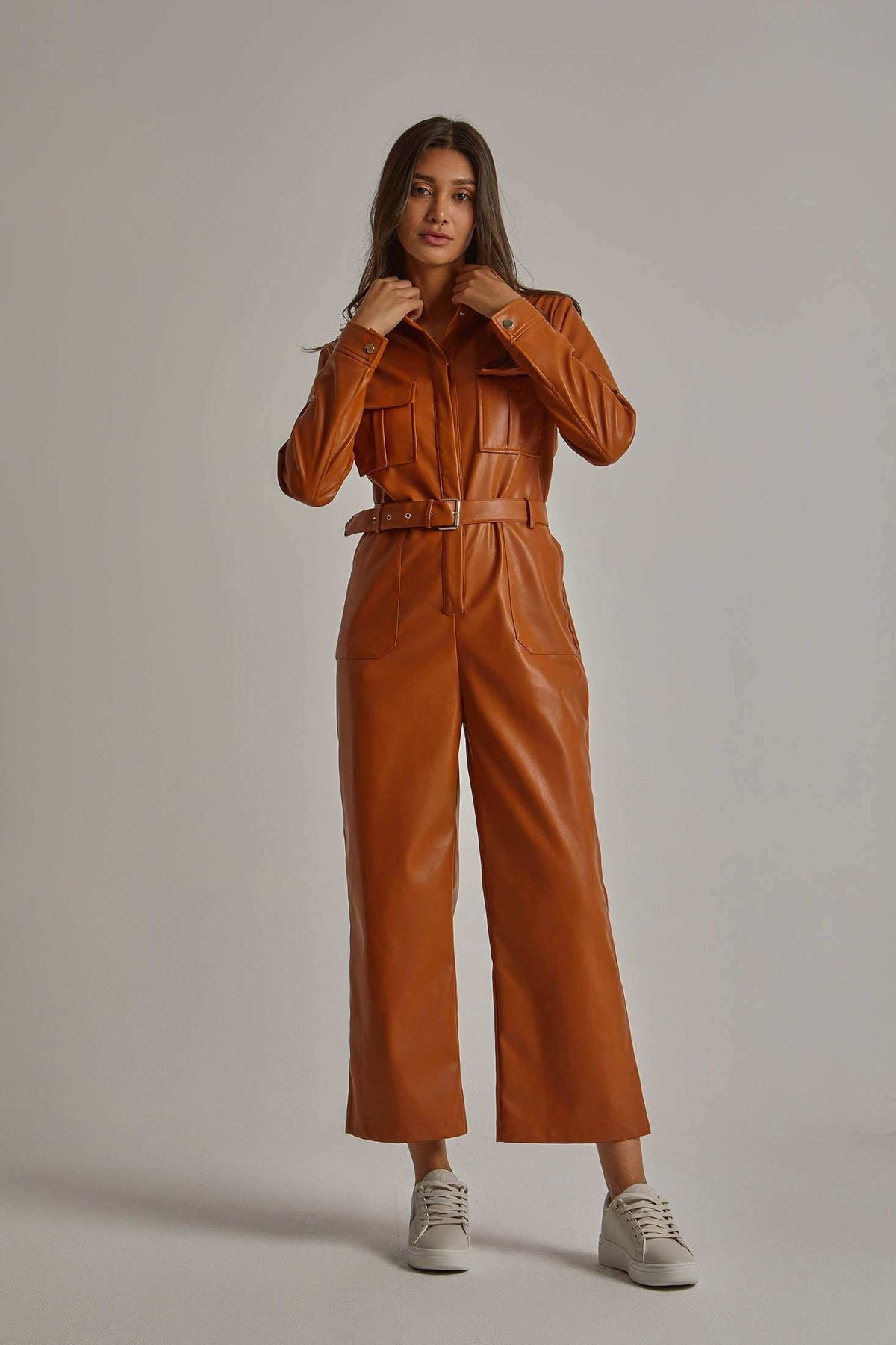 Women Regular Fit Jumpsuit - Brown