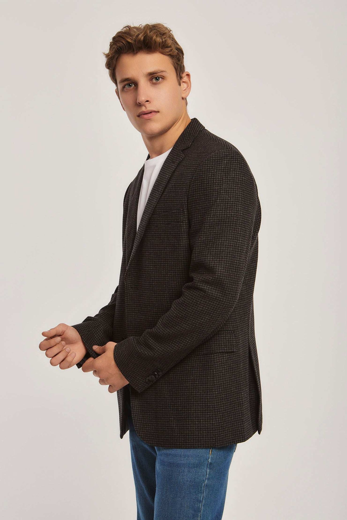Men Regular Fit Blazer - Brown