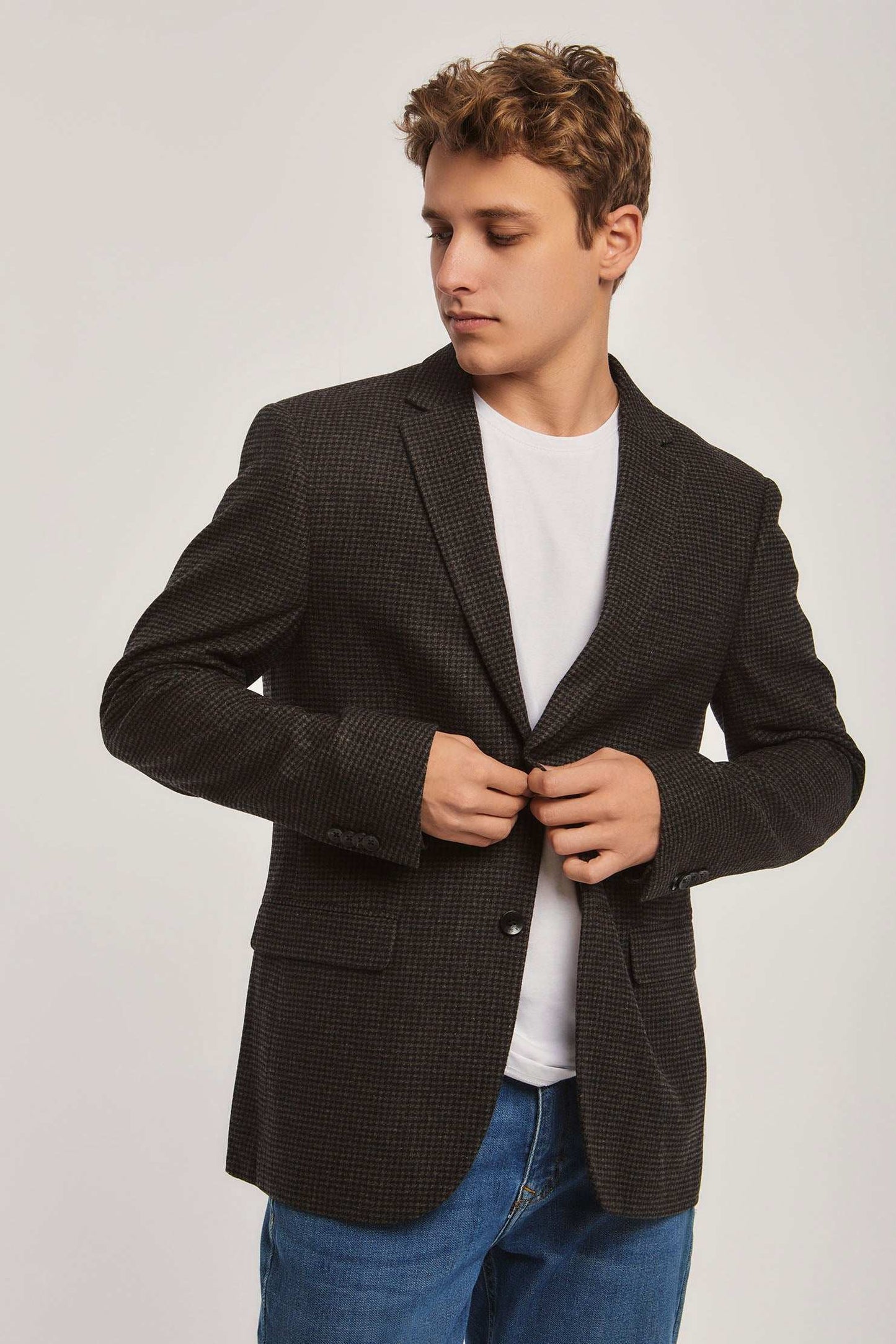 Men Regular Fit Blazer - Brown