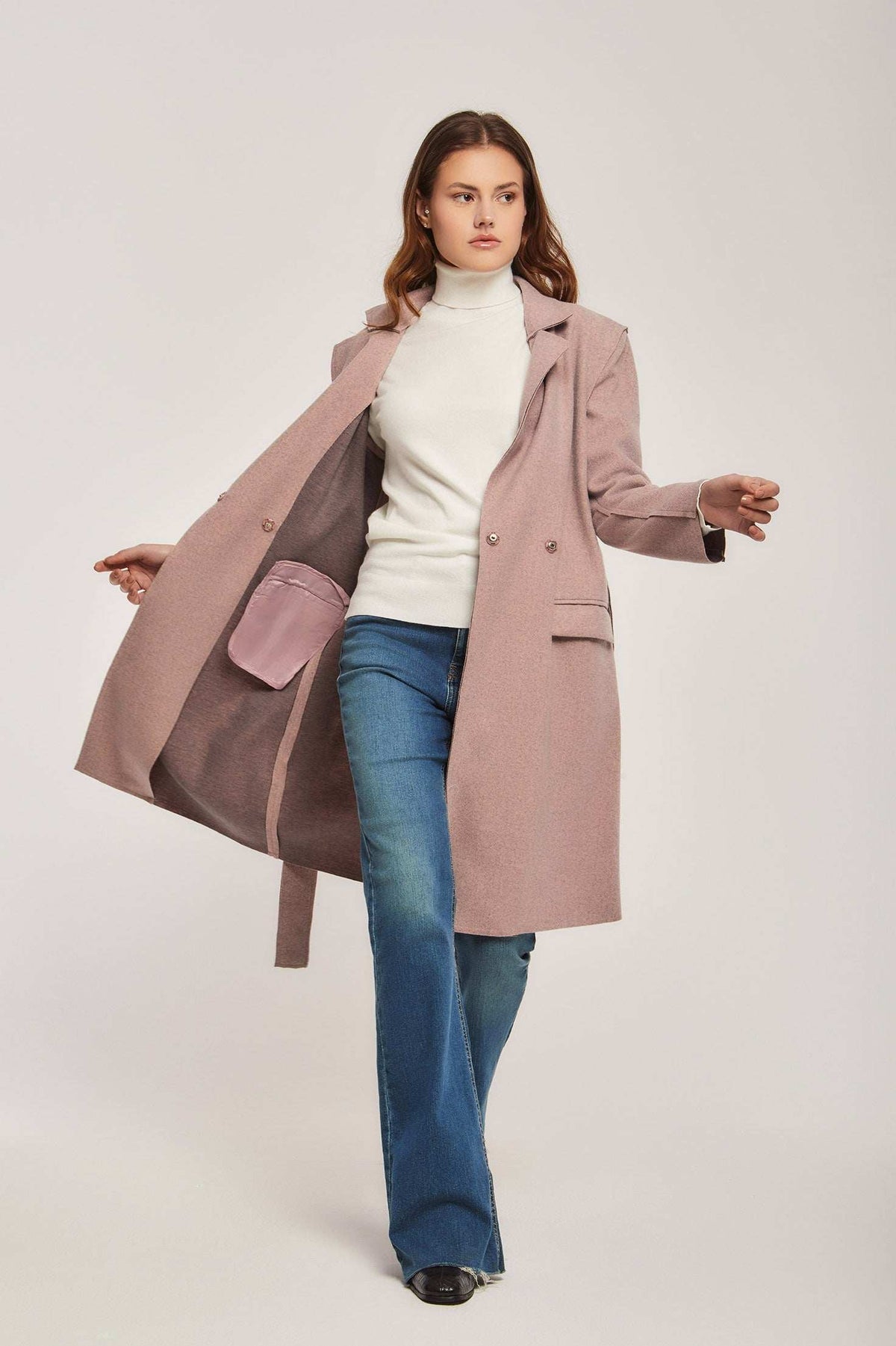 Women Regular Fit Coat - Pink