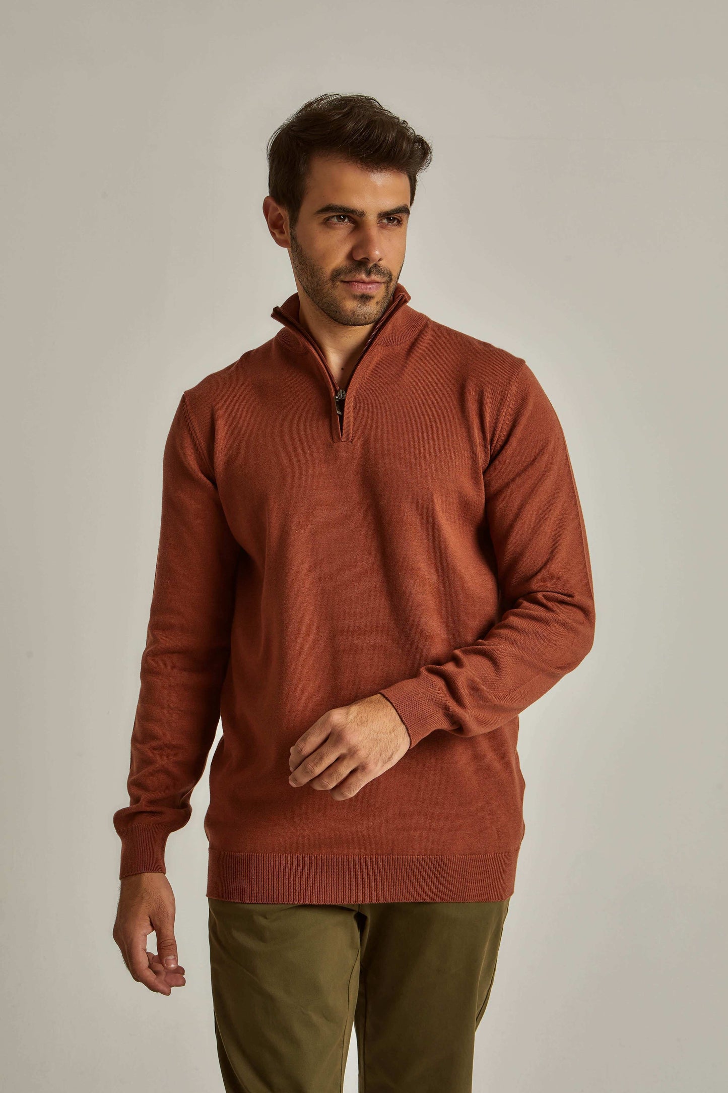 Men Regular Fit Pullover - Brown