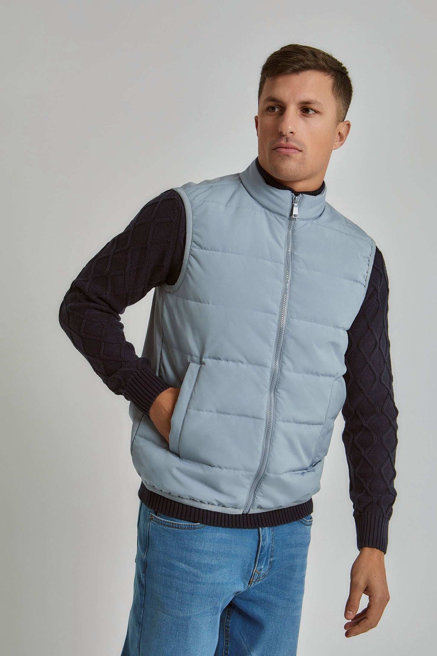 Men Regular Fit Vest - Blue