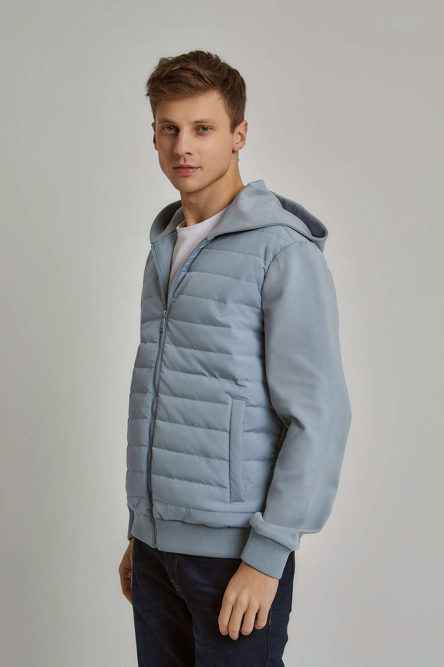 Men Regular Fit Sweat Jacket - Grey