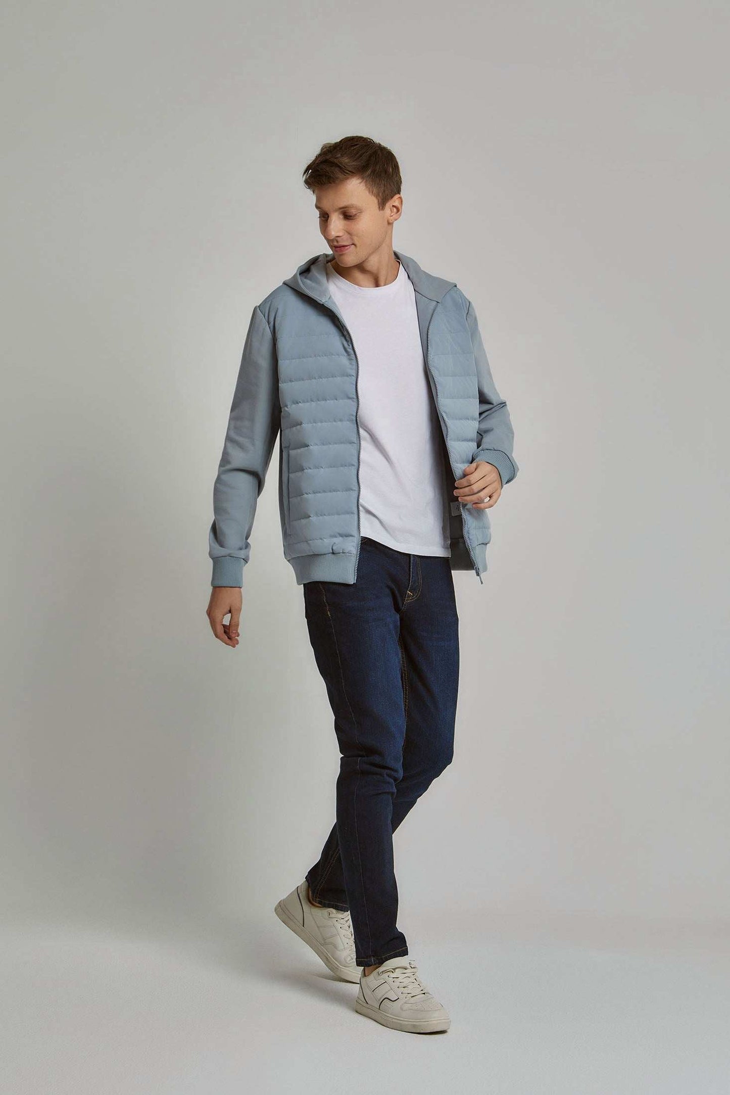 Men Regular Fit Sweat Jacket - Grey