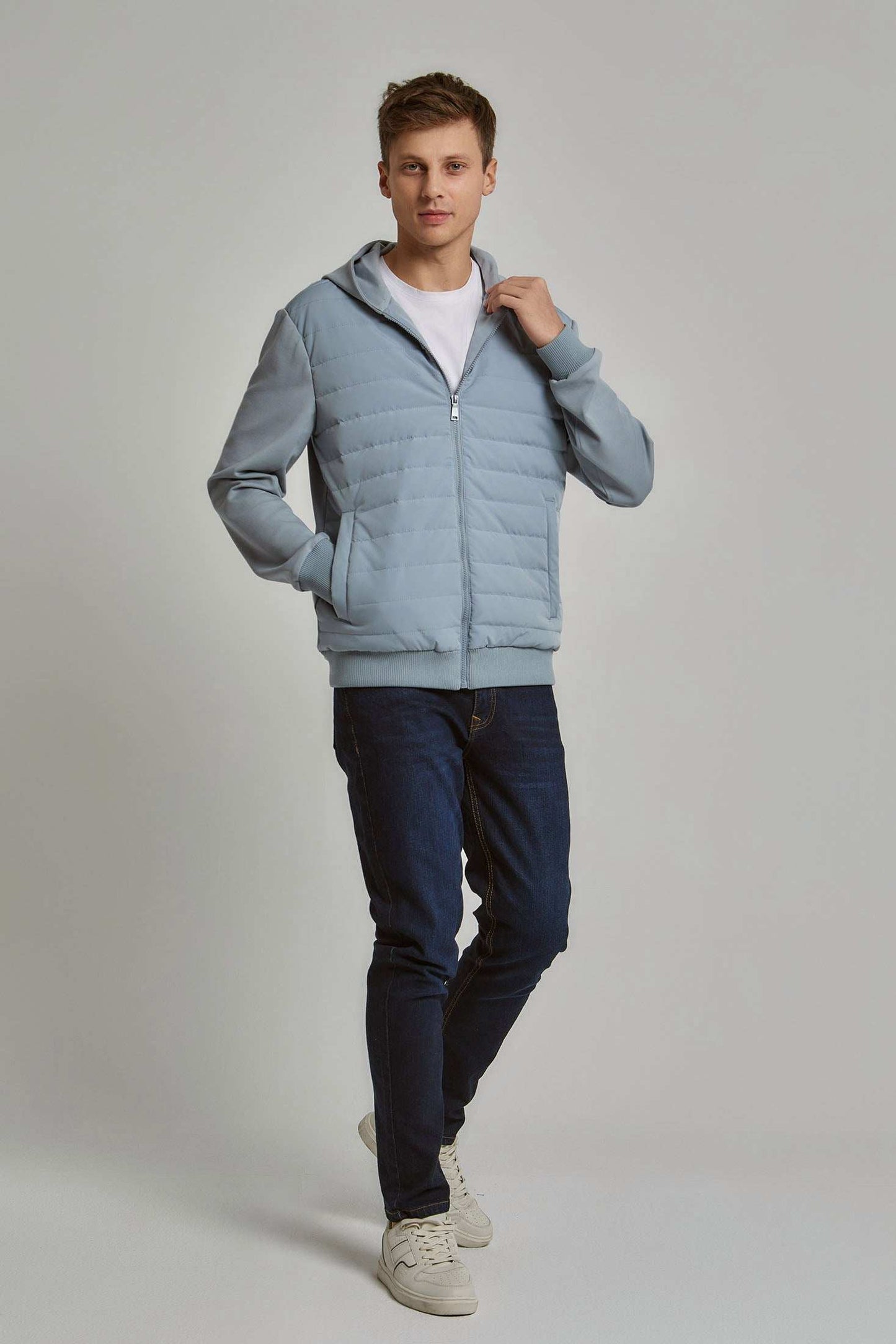 Men Regular Fit Sweat Jacket - Grey