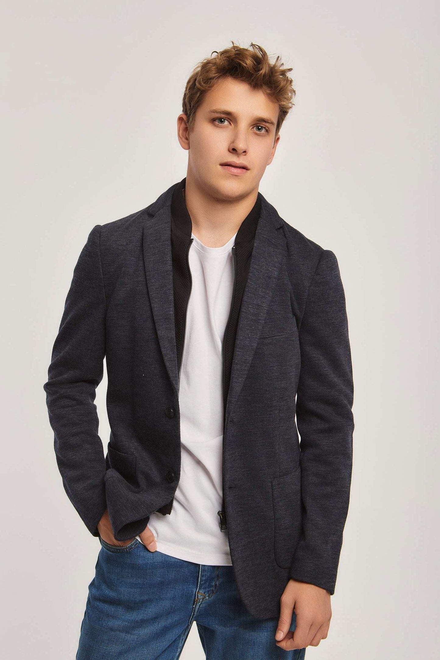 Men Regular Fit Blazer - Navy