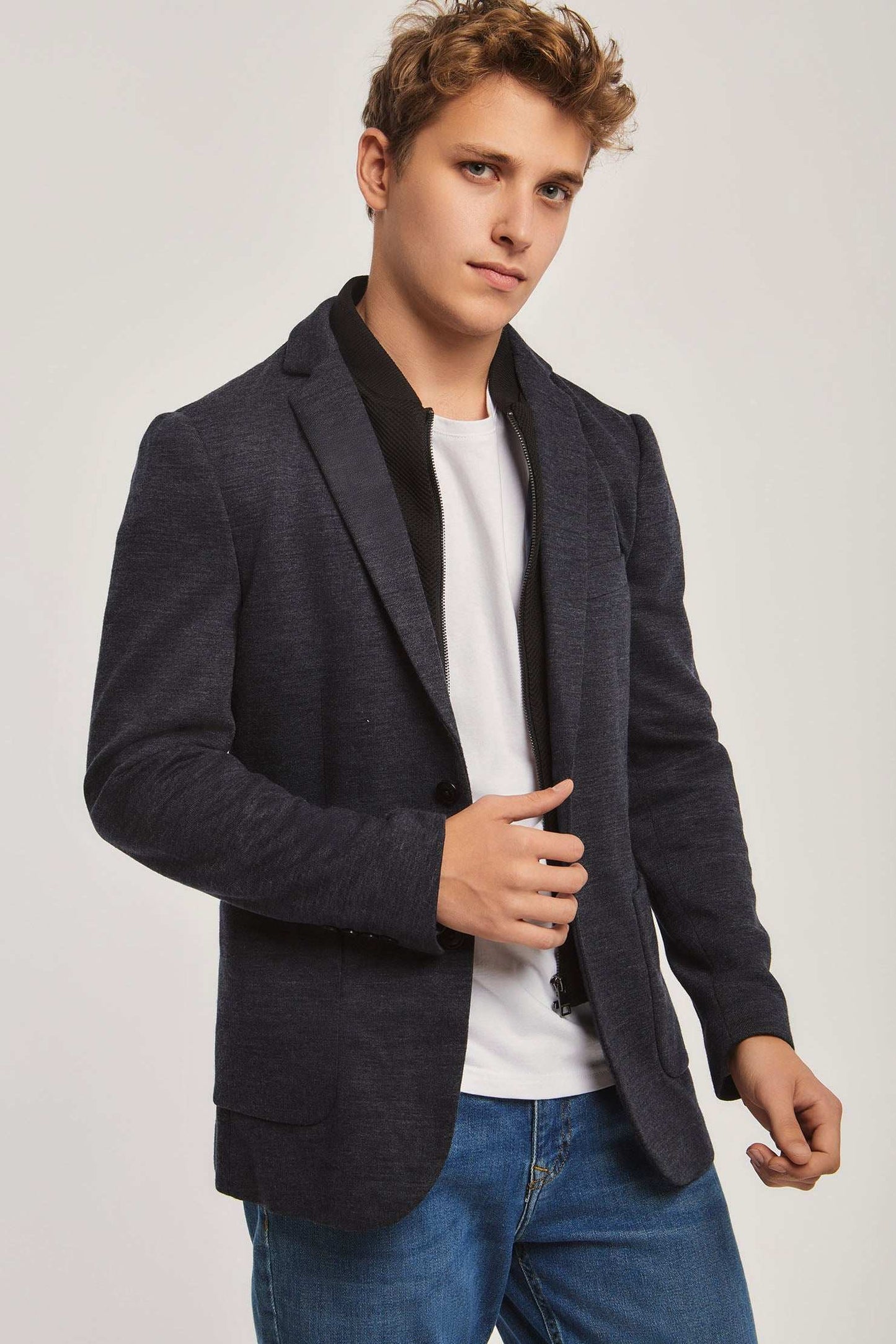 Men Regular Fit Blazer - Navy