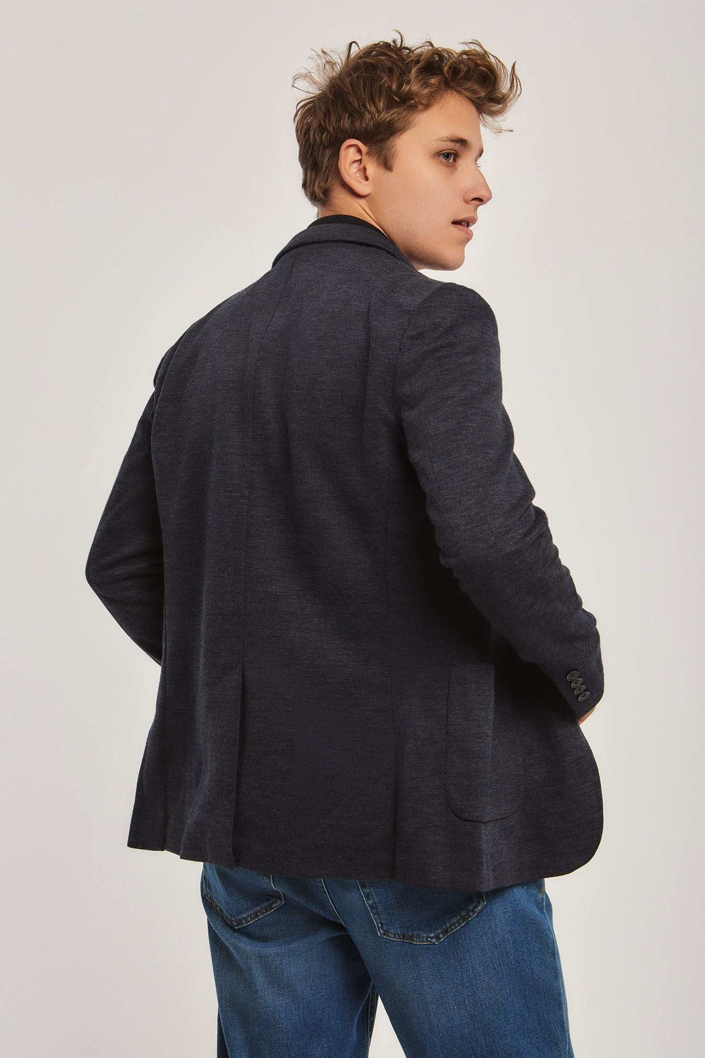 Men Regular Fit Blazer - Navy