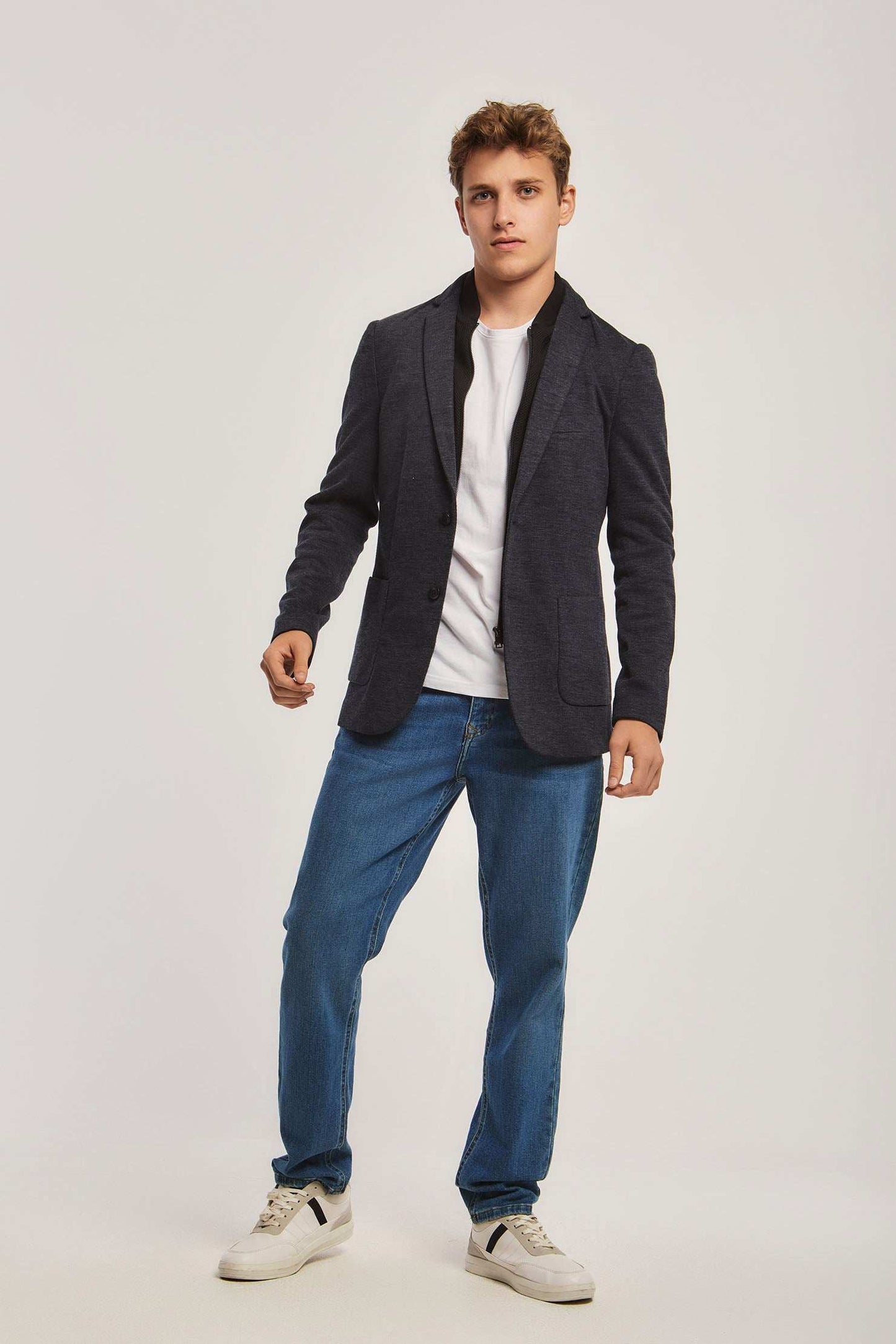 Men Regular Fit Blazer - Navy