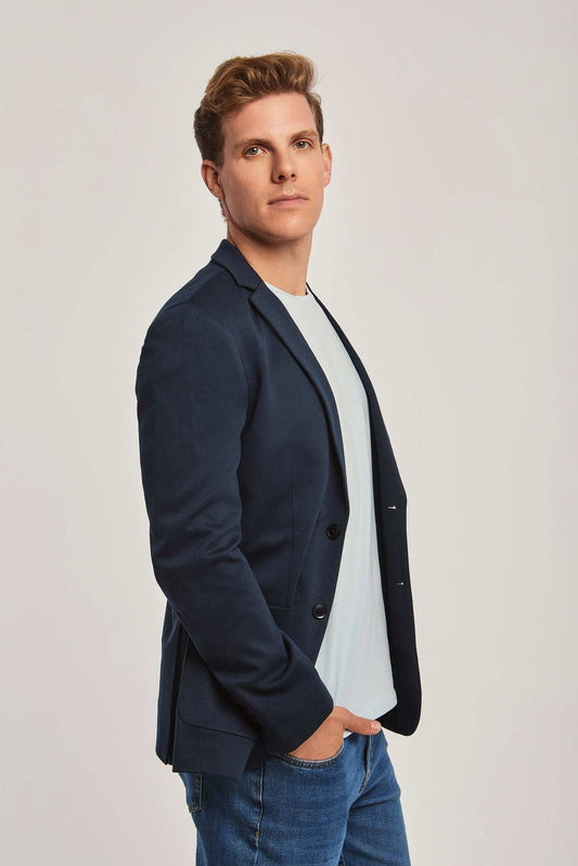 Men Slim Fit Blazer - Dark Blue