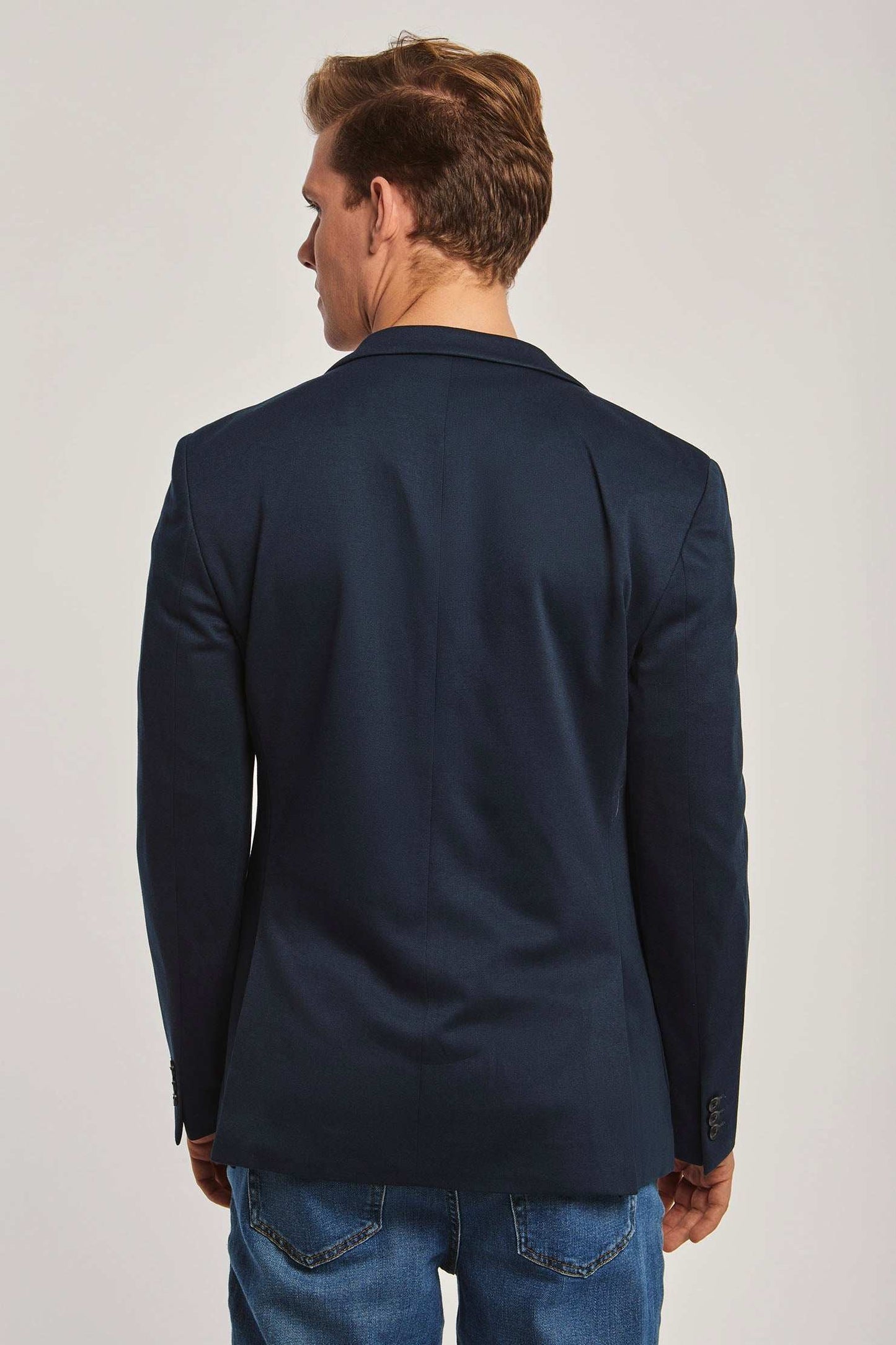 Men Slim Fit Blazer - Dark Blue