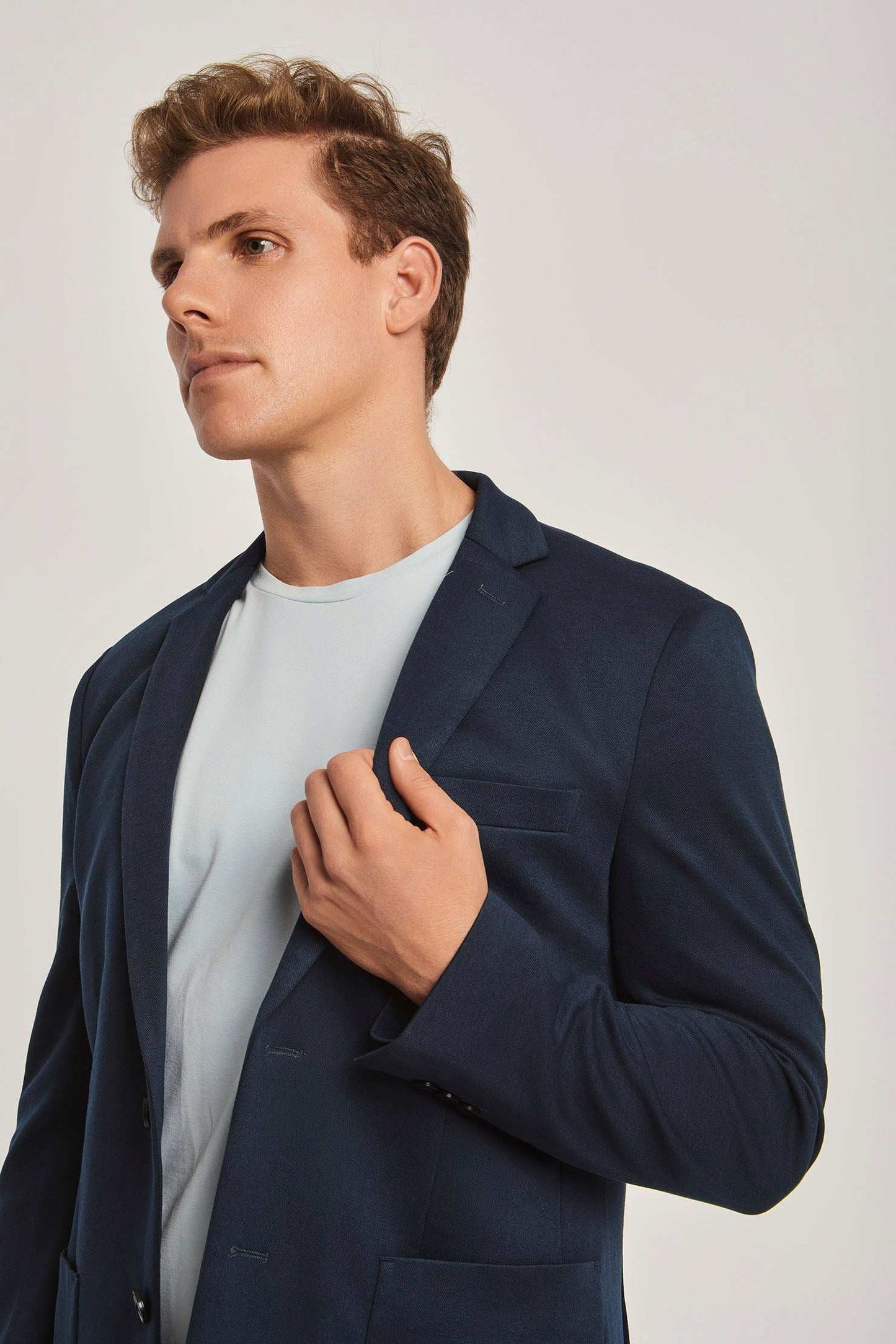 Men Slim Fit Blazer - Dark Blue