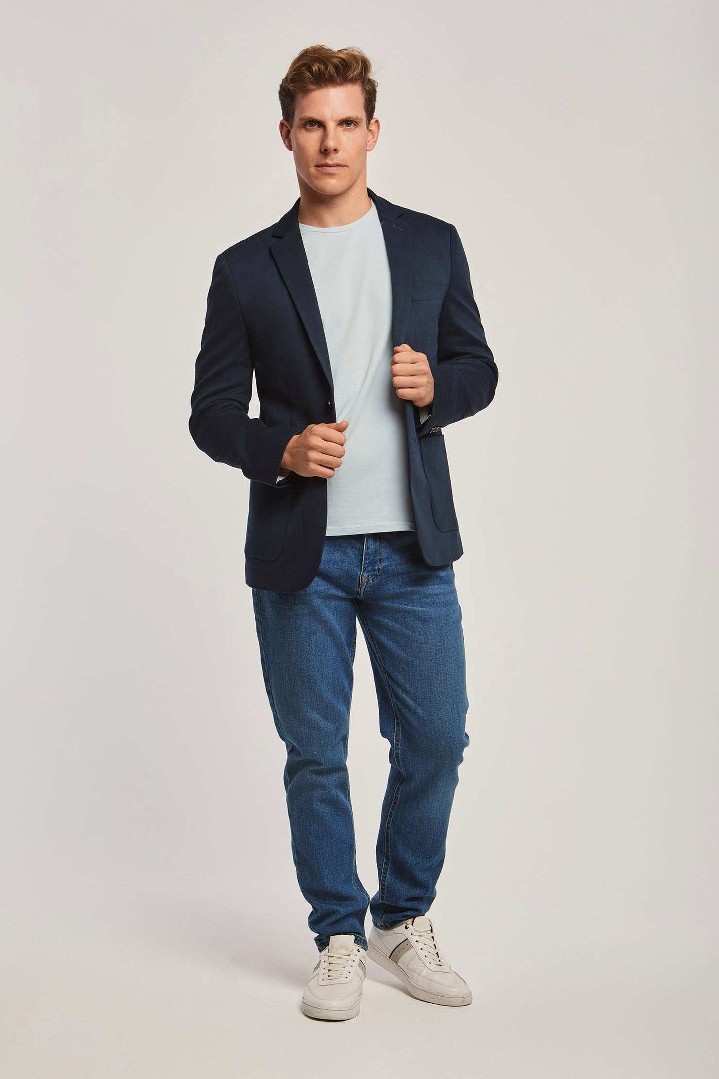 Men Slim Fit Blazer - Dark Blue
