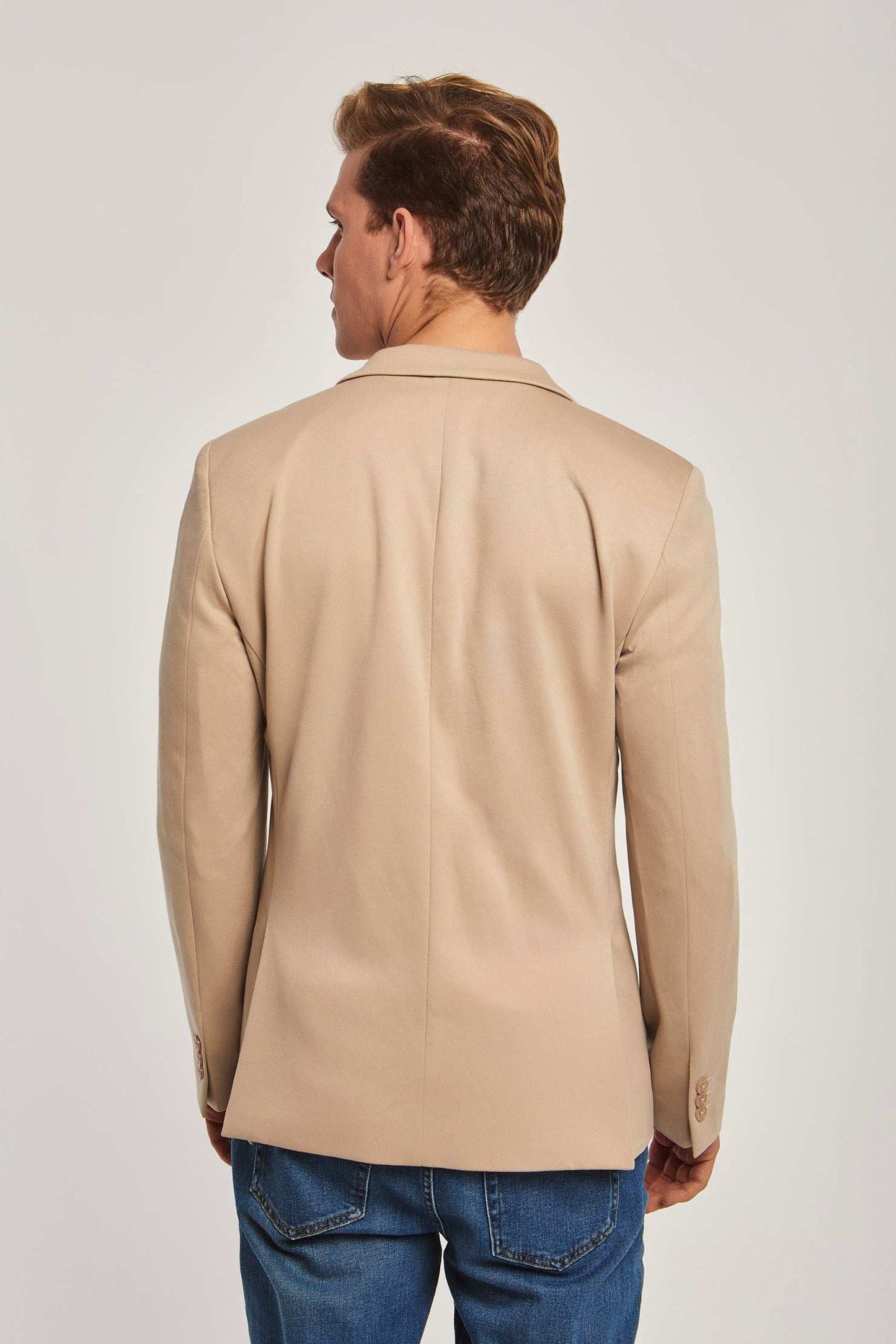 Men Slim Fit Blazer - White Beige
