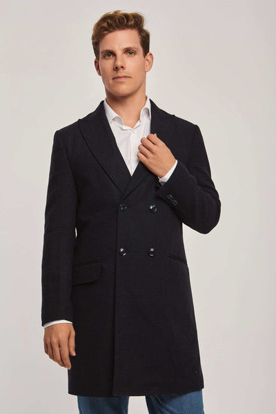 Men Slim Fit Coat - Dark Navy