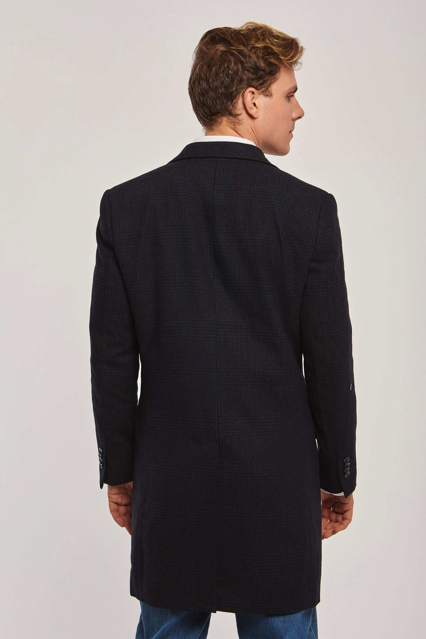 Men Slim Fit Coat - Dark Navy