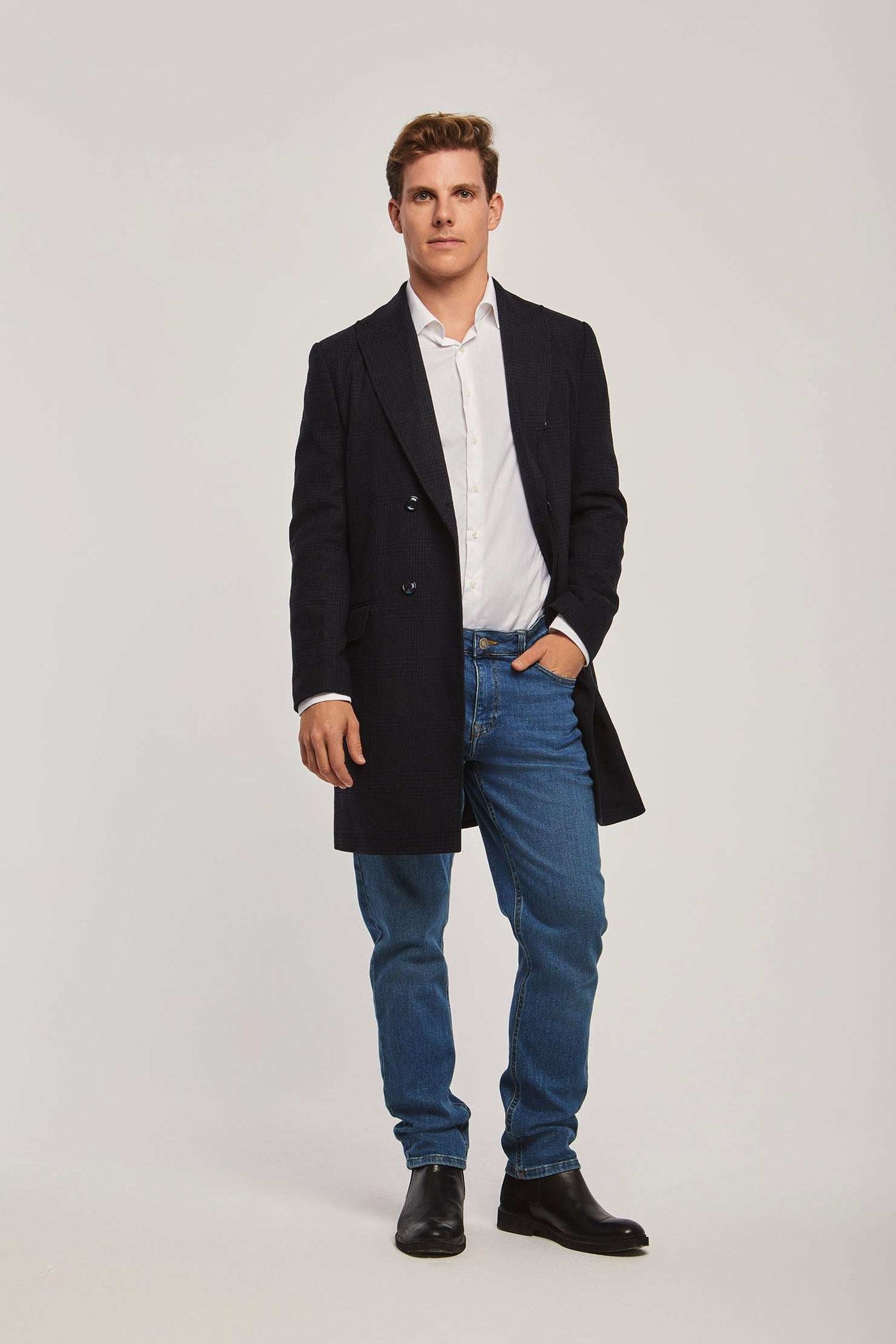 Men Slim Fit Coat - Dark Navy