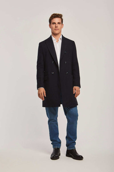 Men Slim Fit Coat - Dark Navy