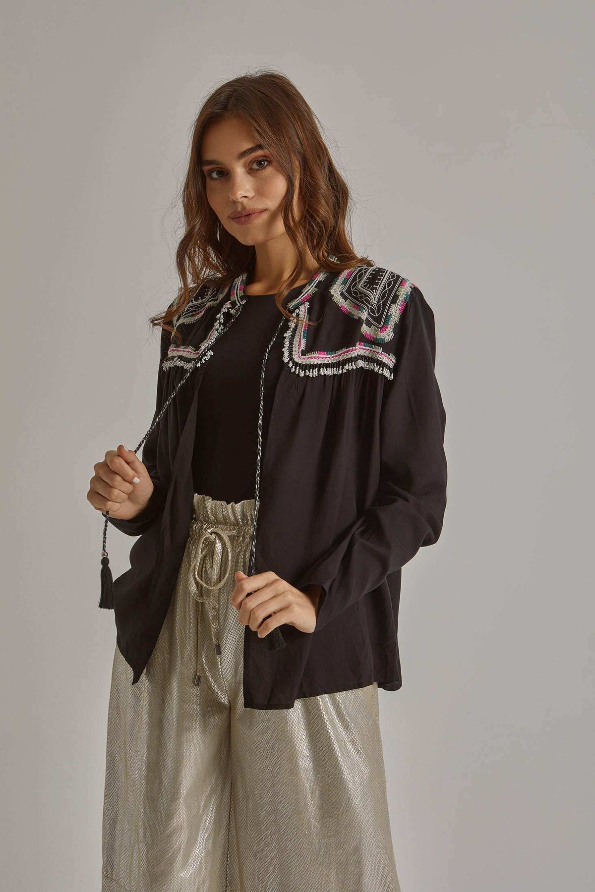 Women Regular Fit Kimono - Black