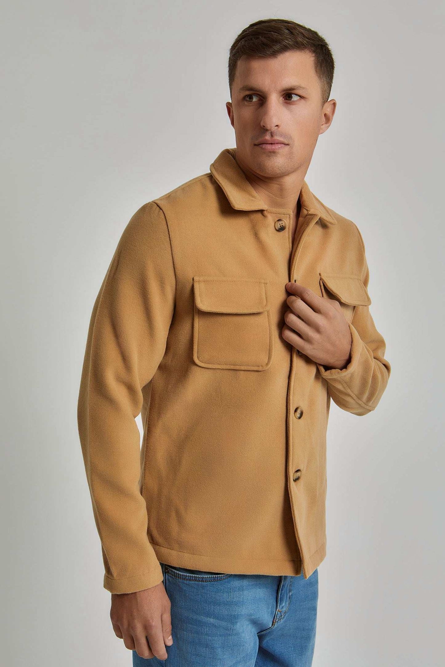 Men Regular Fit Over Shirt - Brown