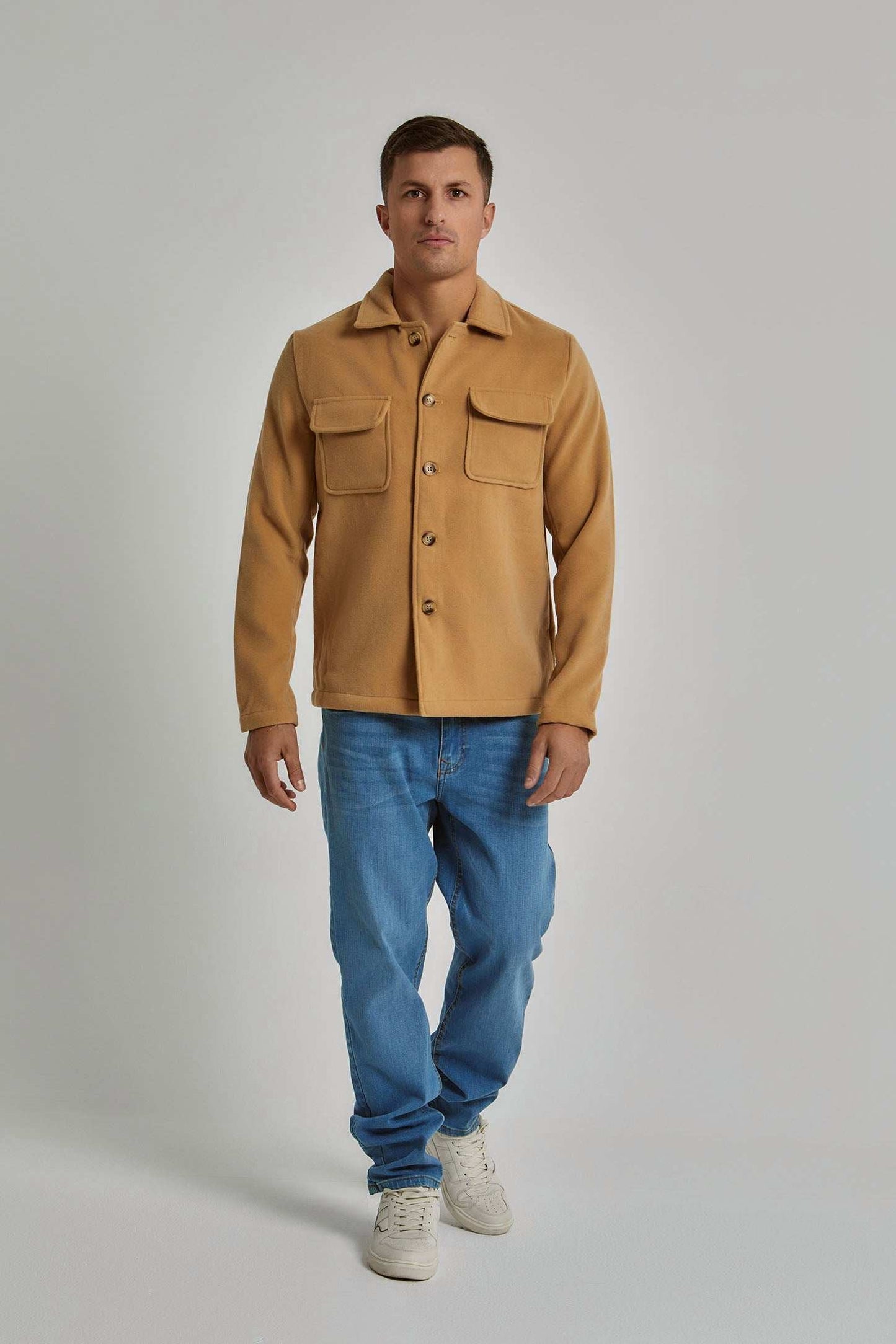 Men Regular Fit Over Shirt - Brown