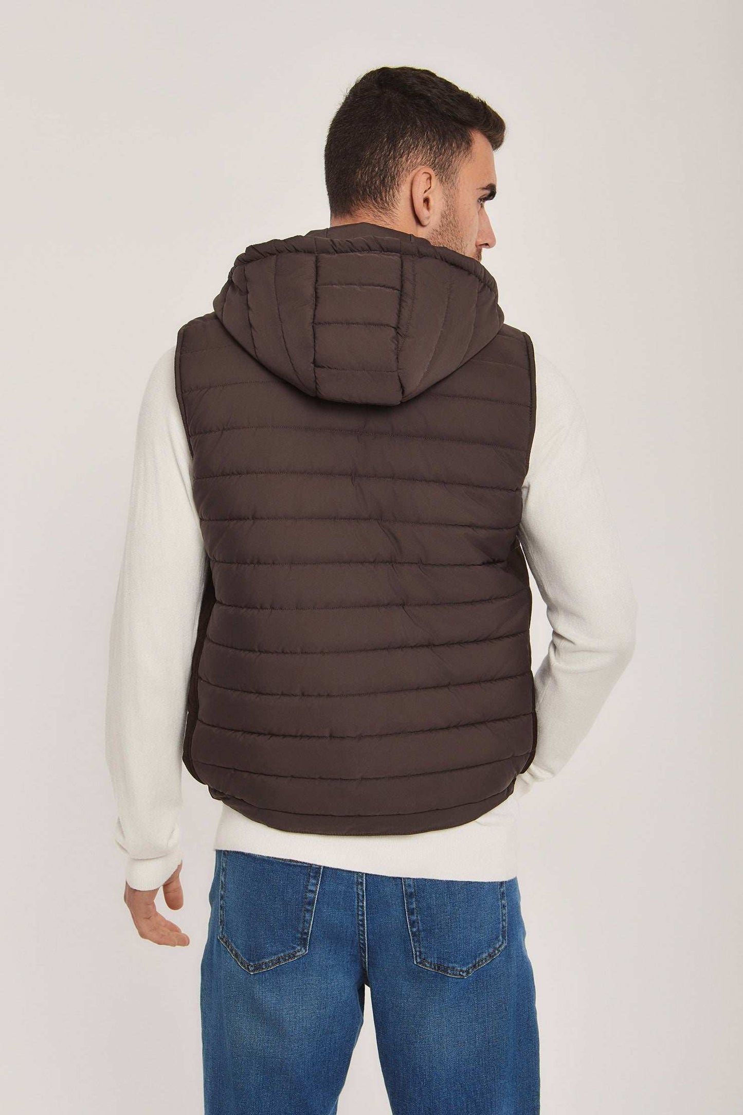 Men Regular Fit Vest - Dark Brown