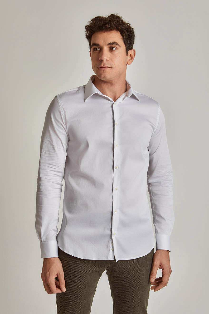 Men Slim Fit Shirt - White