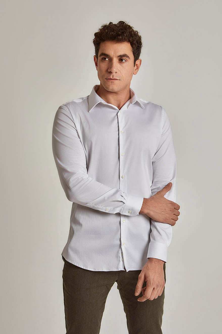 Men Slim Fit Shirt - White