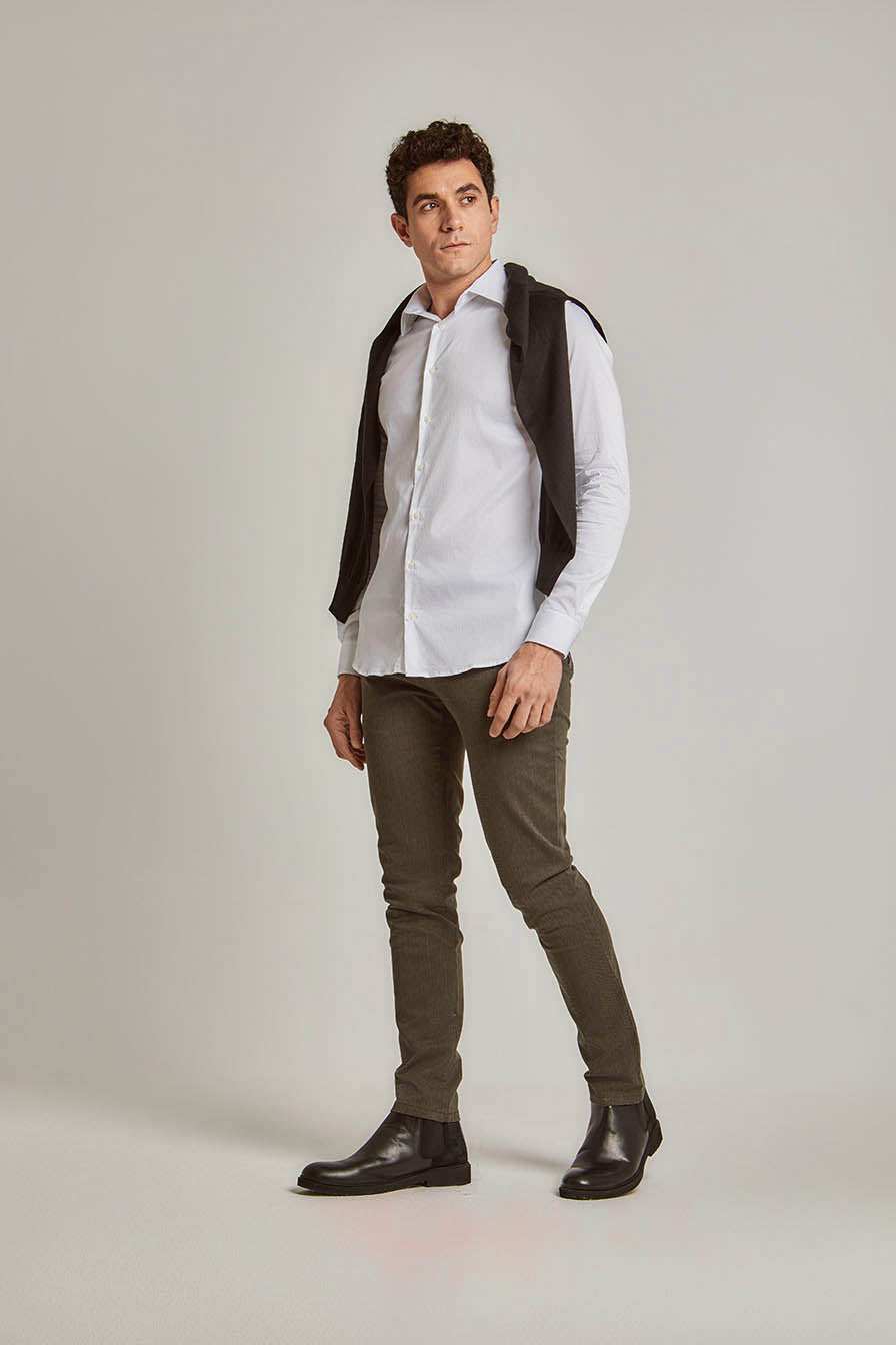 Men Slim Fit Shirt - White