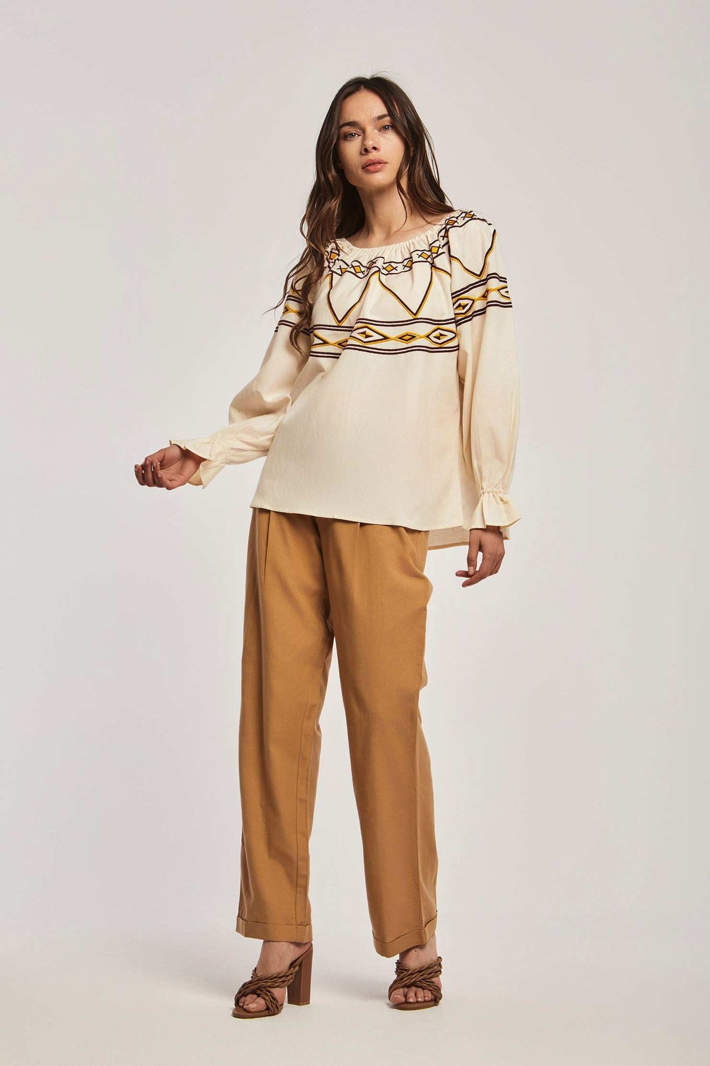 Women Regular Fit Blouse - Beige