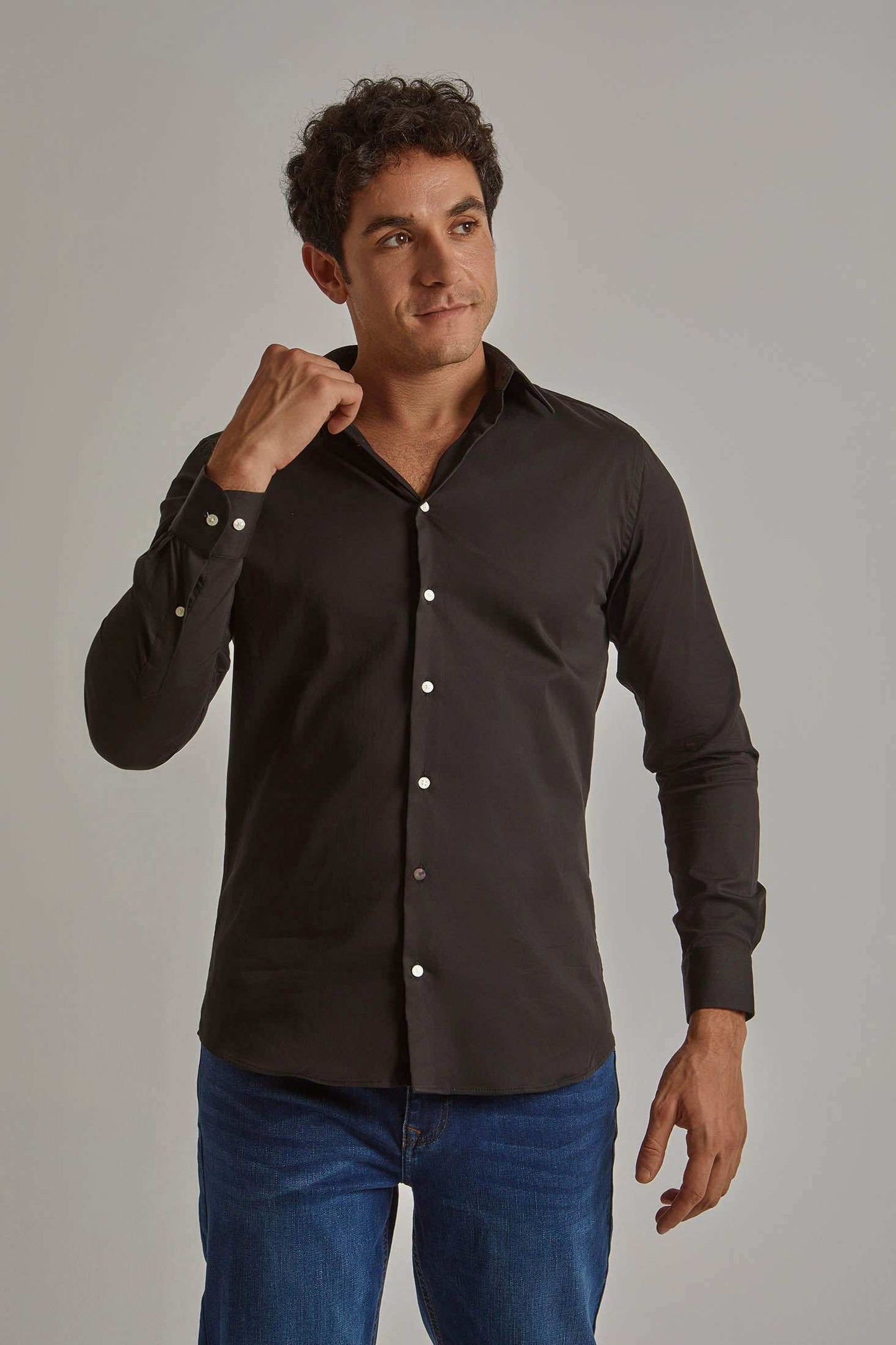 Men Slim Fit Shirt - Black