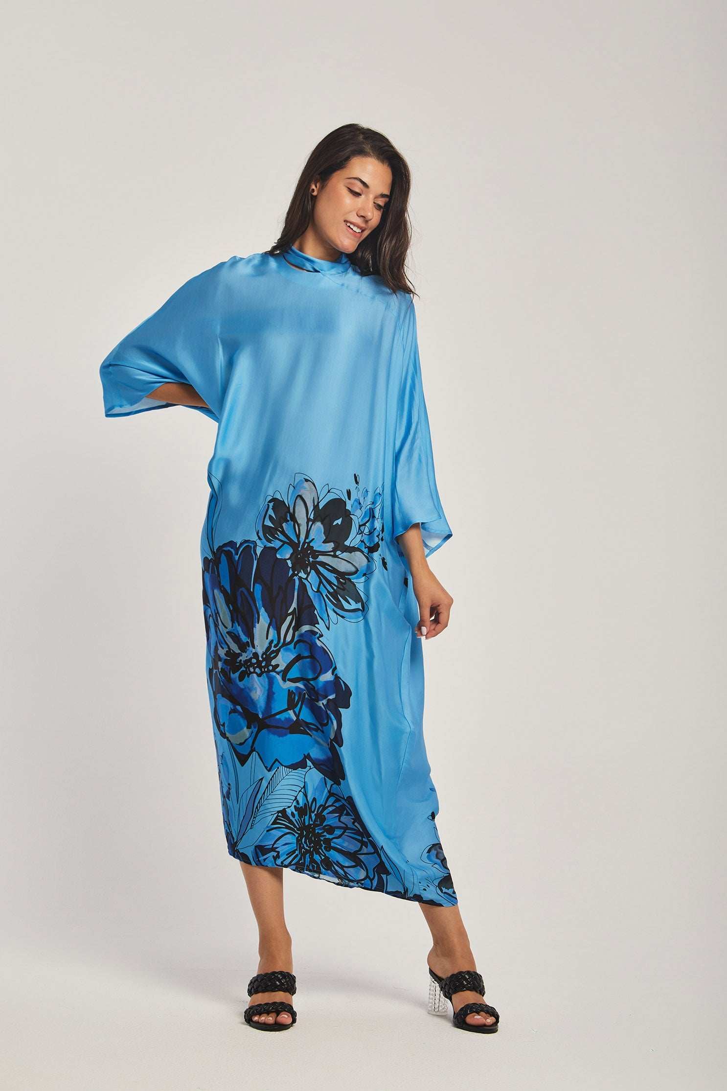 Women Regular Fit Kaftan - Printed Blue