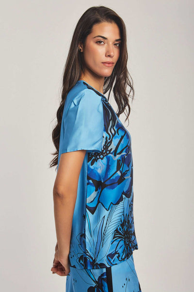 Women Regular Fit Top - Printed Blue