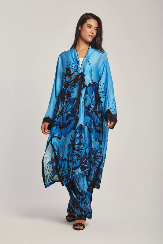 Women Regular Fit Kimono - Printed Blue