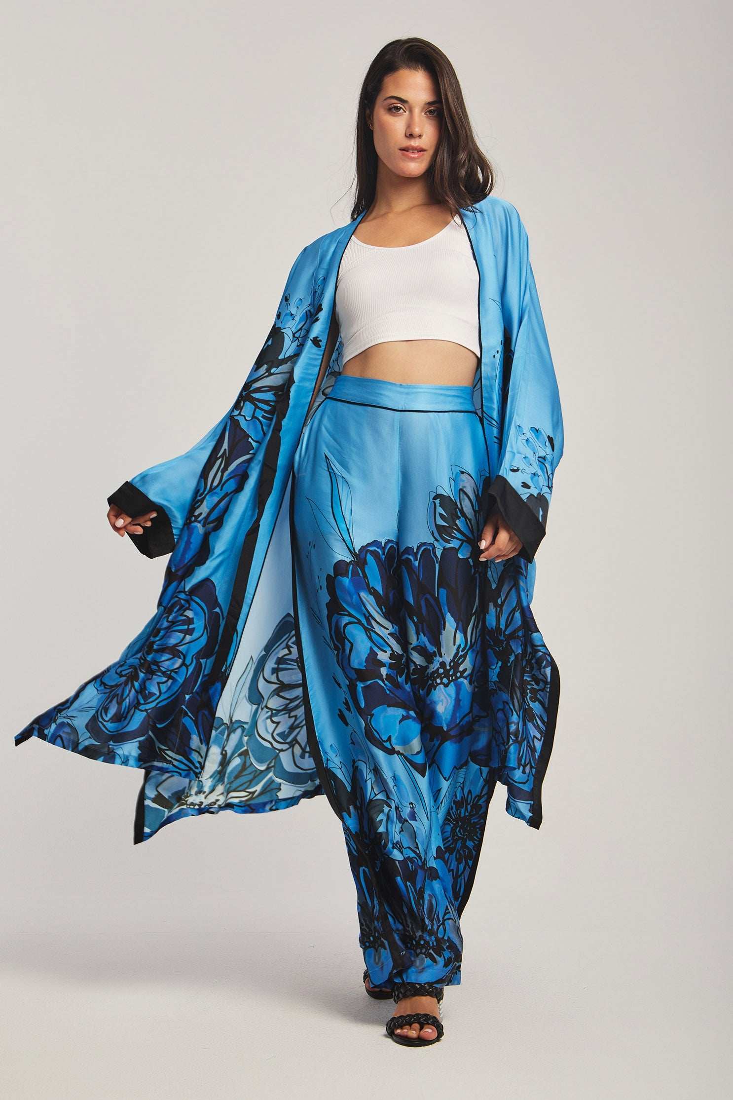 Women Regular Fit Kimono - Printed Blue