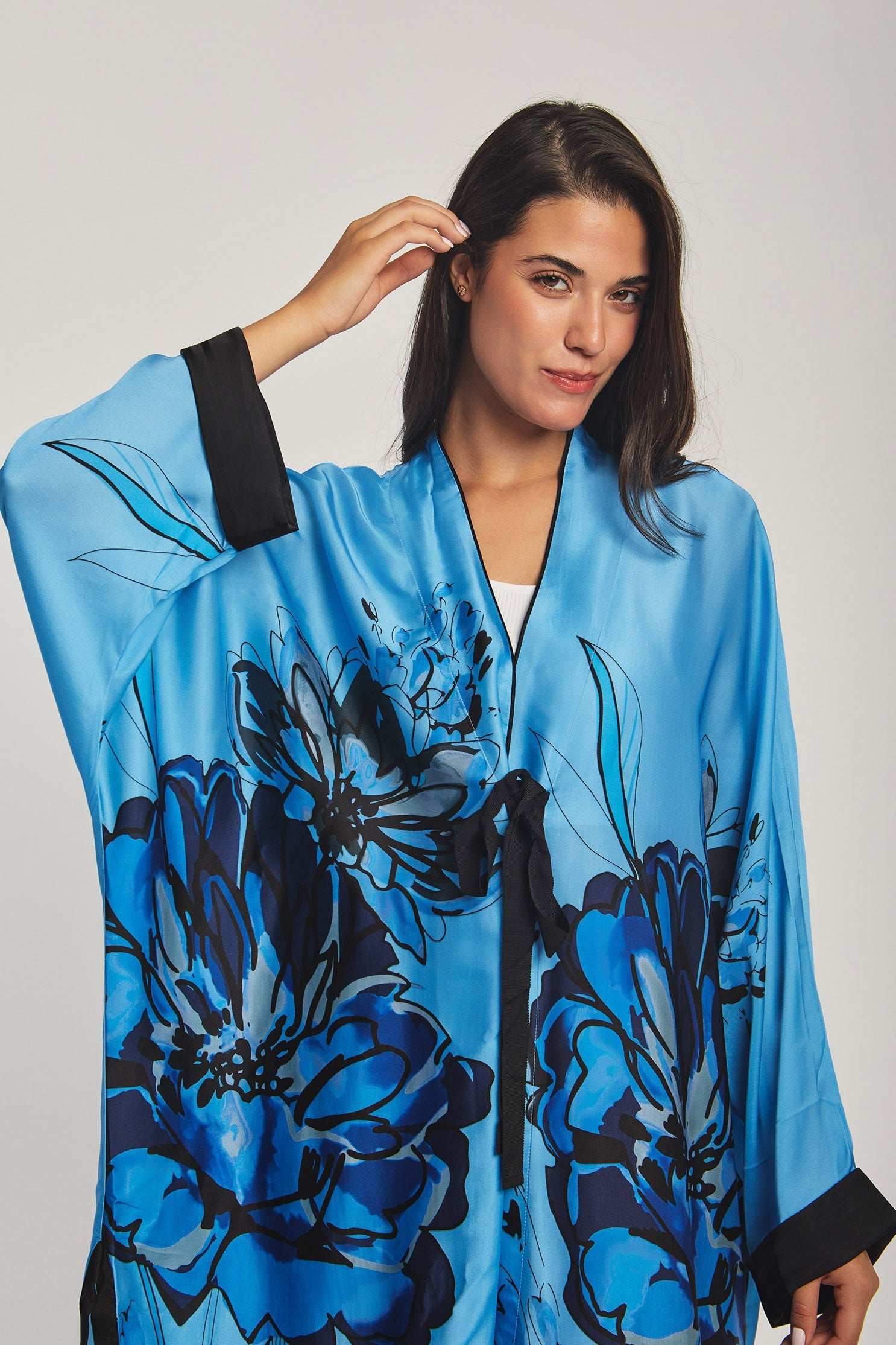 Women Regular Fit Kimono - Printed Blue