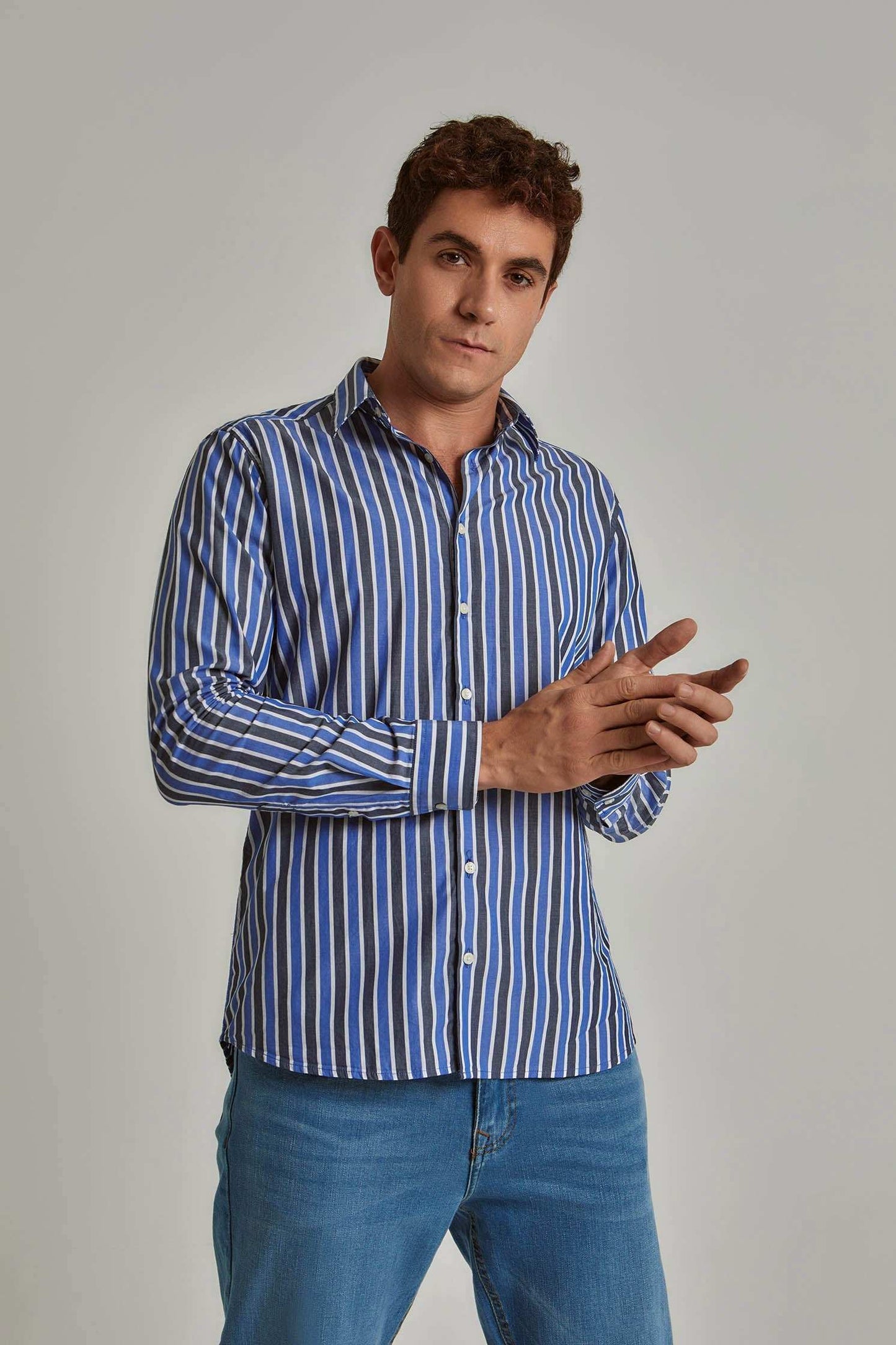 Men Regular Fit Shirt - Blue Multicolorcolor