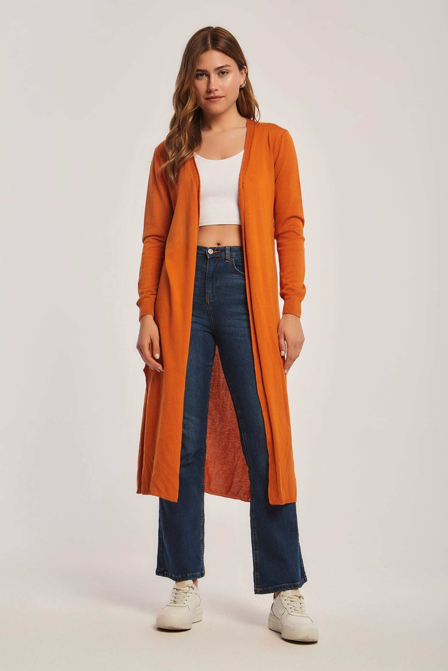 Women Regular Fit Cardigan - Orange