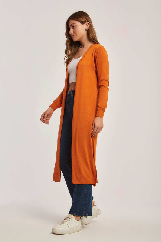 Women Regular Fit Cardigan - Orange