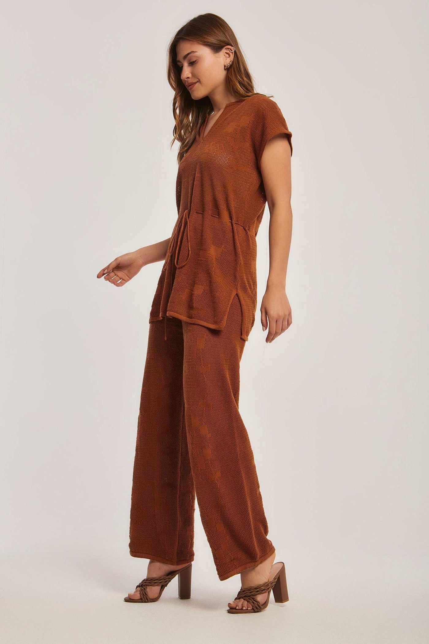 Women Regular Fit Pant - Brown