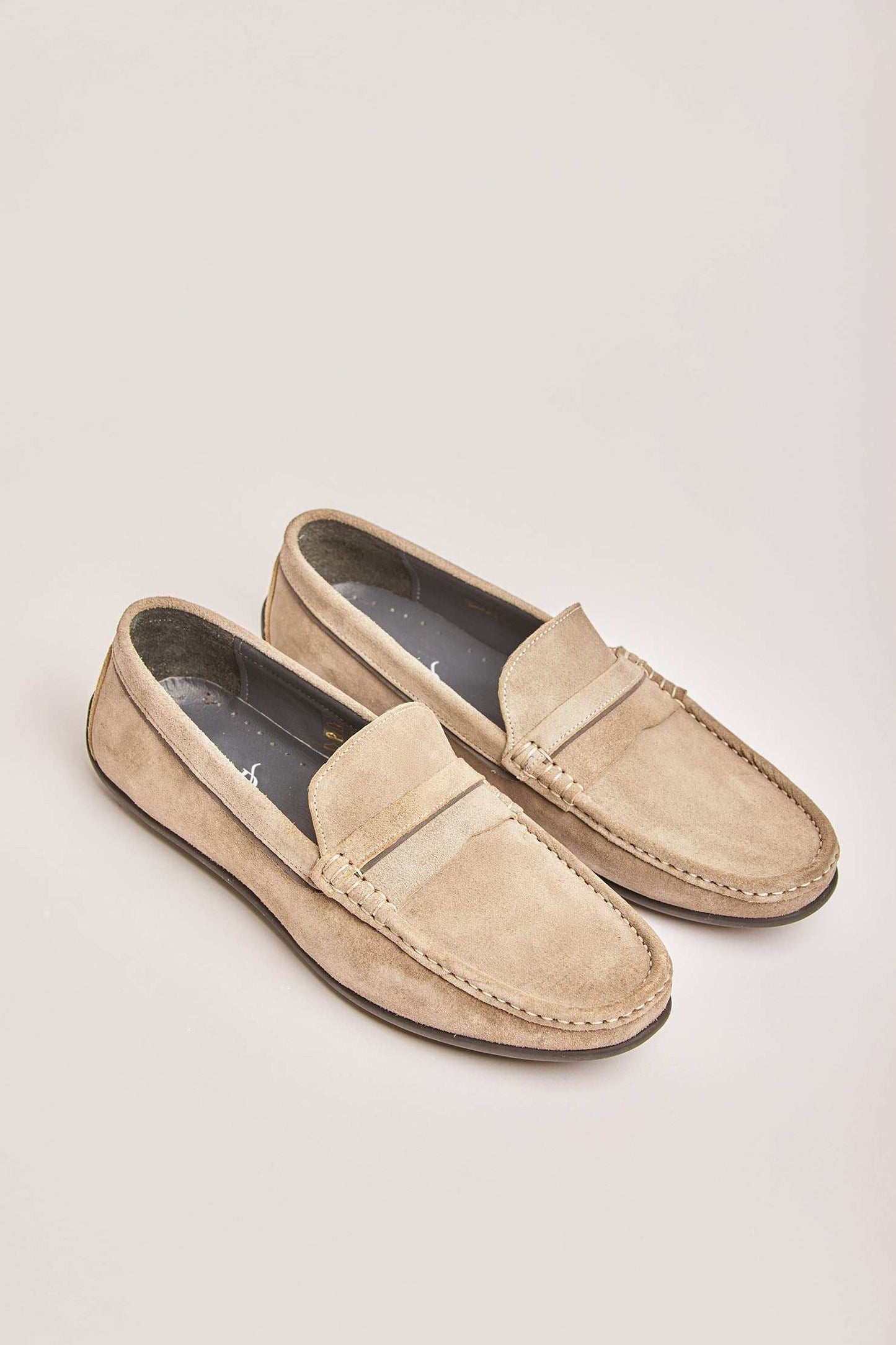 Men Luxury Genuine Leather Shoes Beige