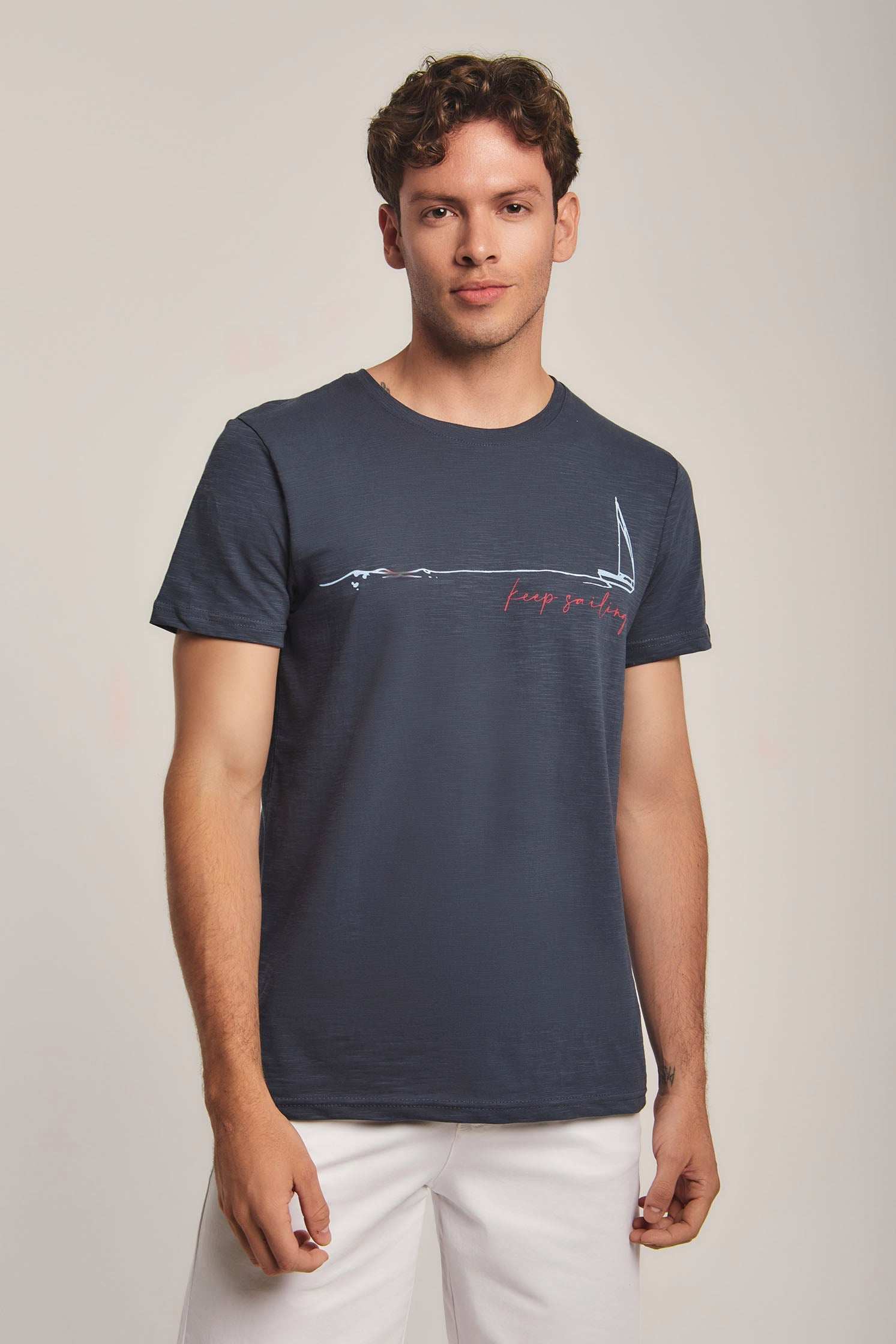 Men Regular Fit T-Shirt -  Navy